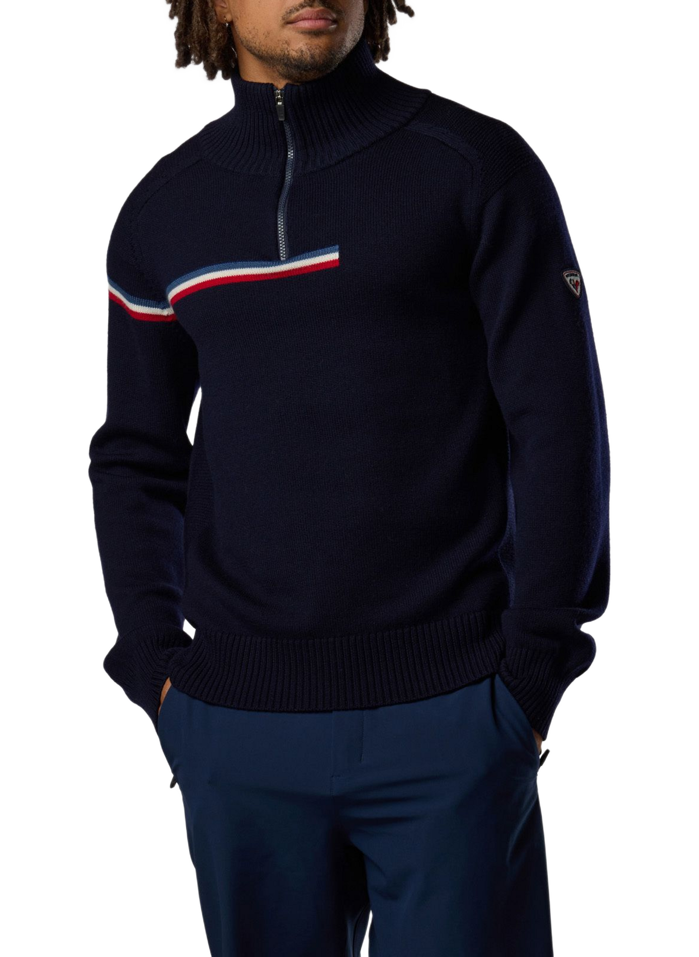 Straight-fit merino wool trucker-collar sweater ROSSIGNOL Blue