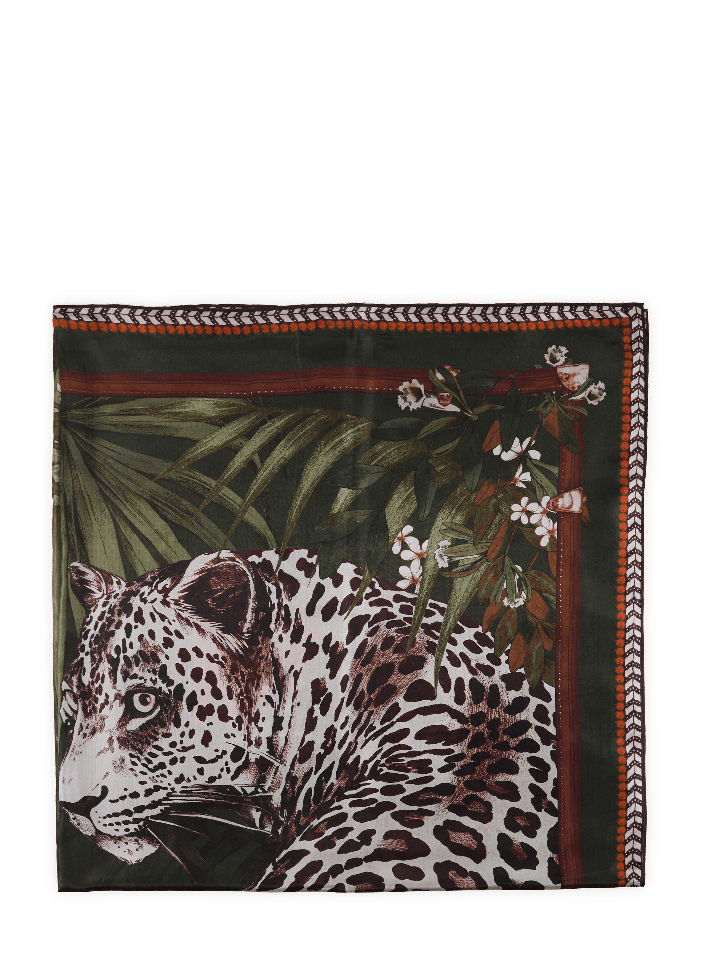 Foulard imprimé Panthère en soie WILD Vert
