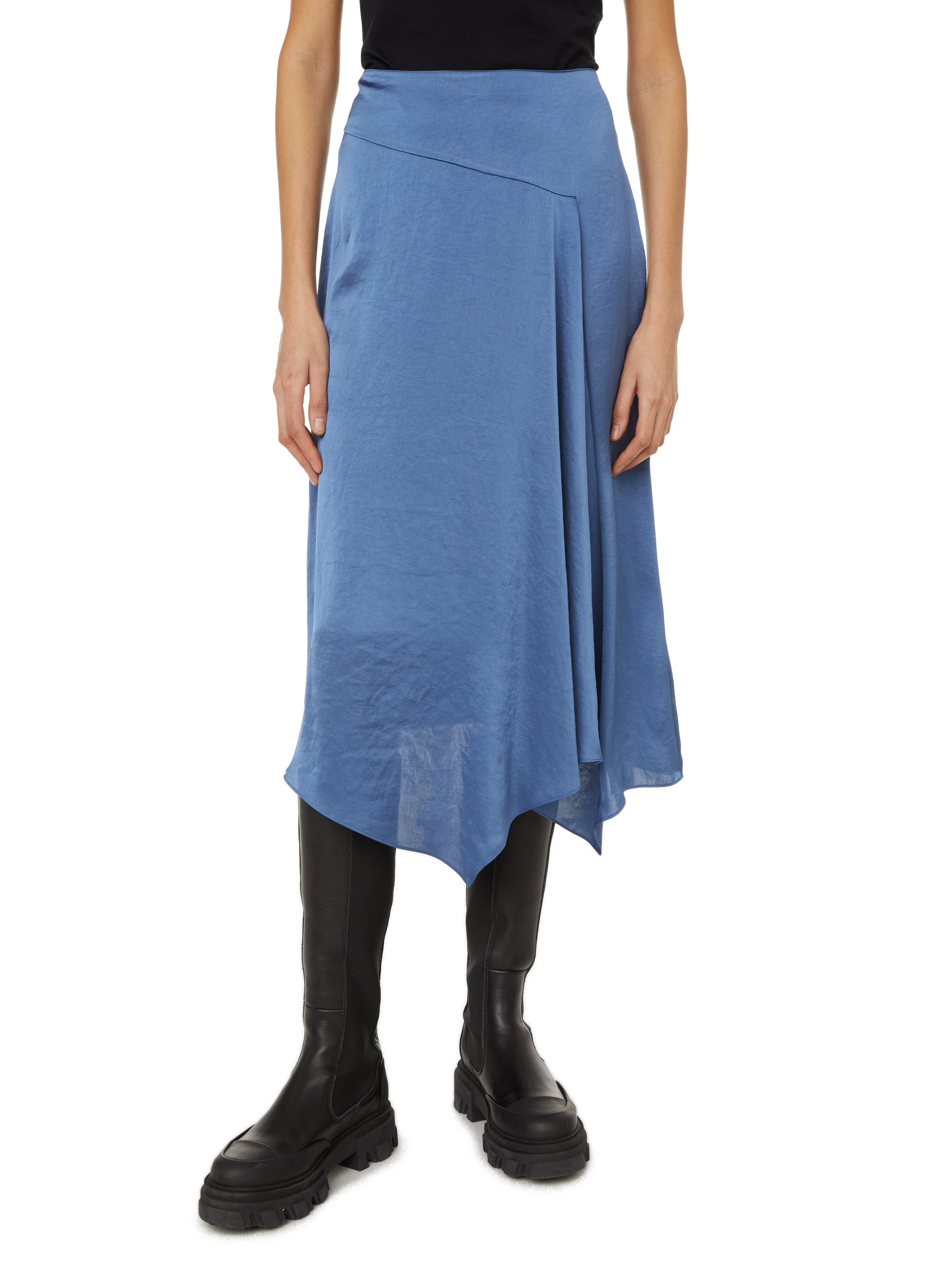 THEORY Jupe drapée asymétrique en satin Bleu