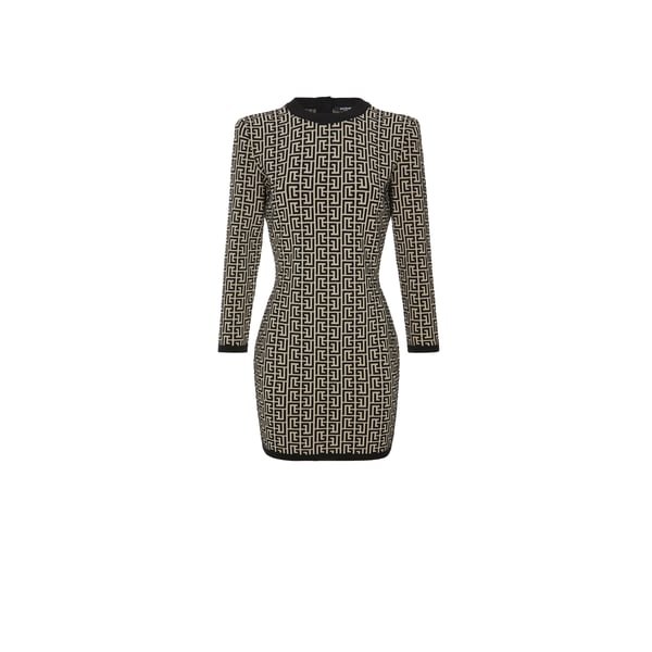 Robe jacquard monogrammé en laine mélangée