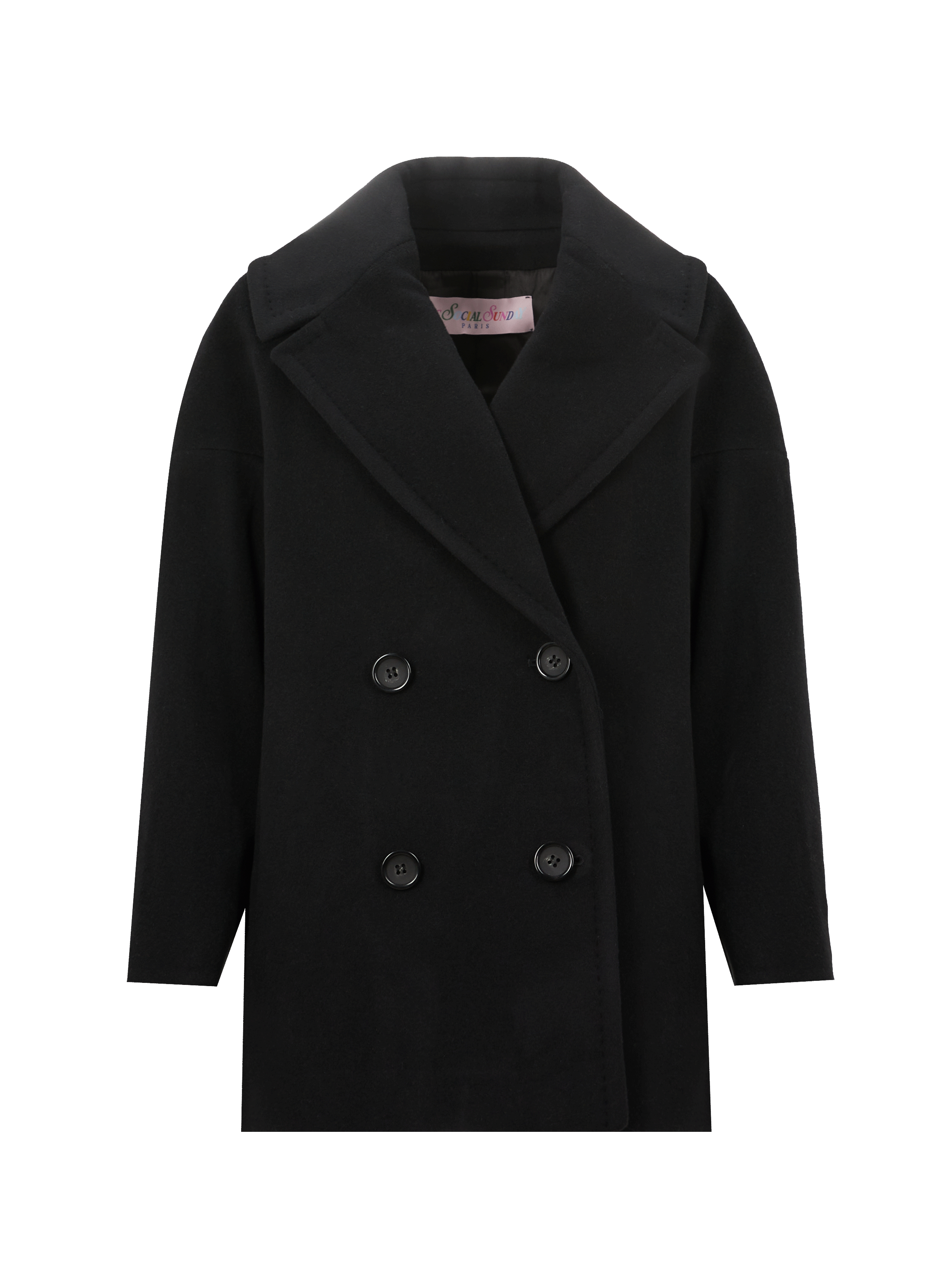 Short coat in blended cashmere THE SOCIAL SUNDAY Black