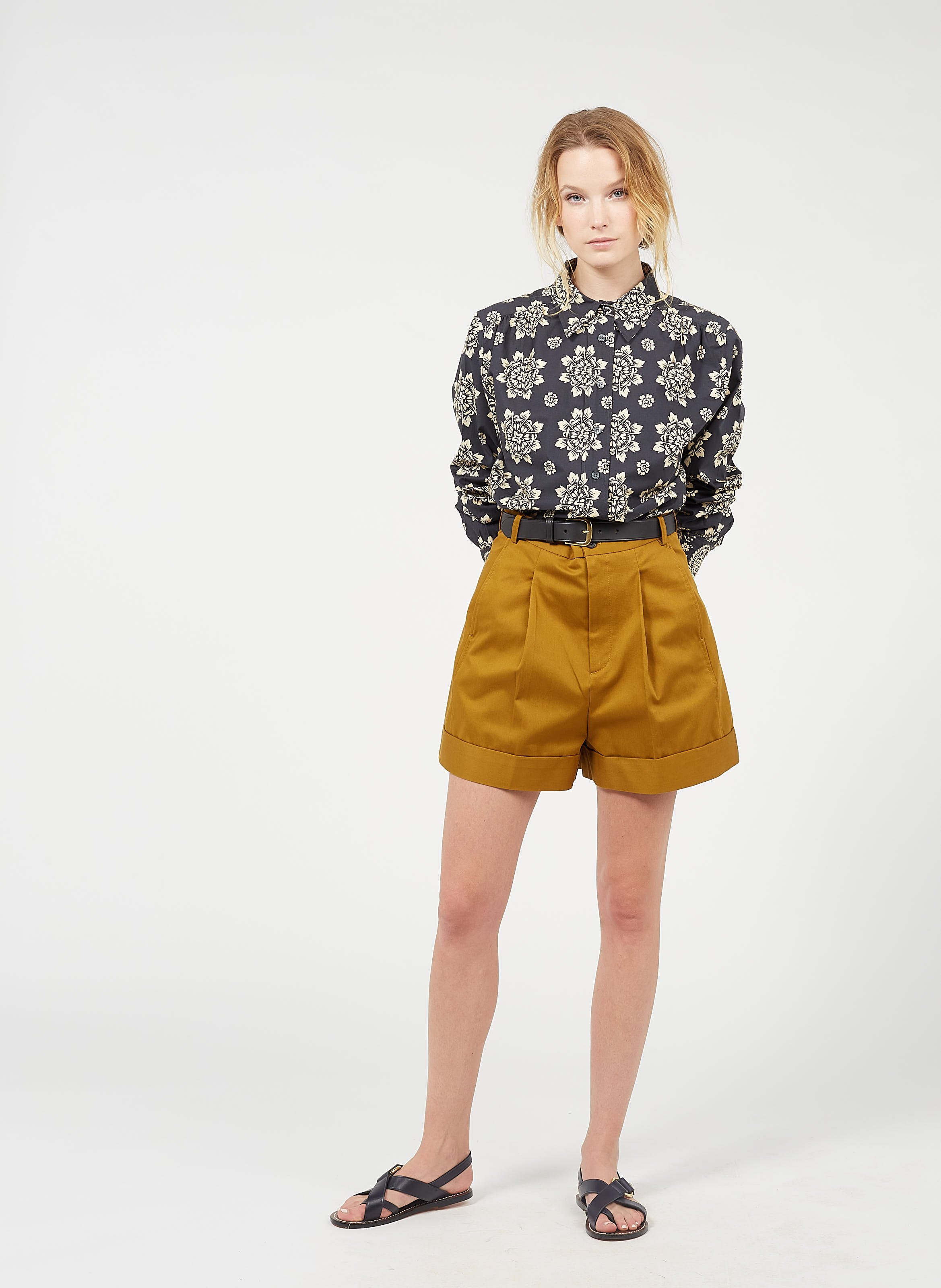 Ceinture à boucle en cuir cafe SOEUR Noir