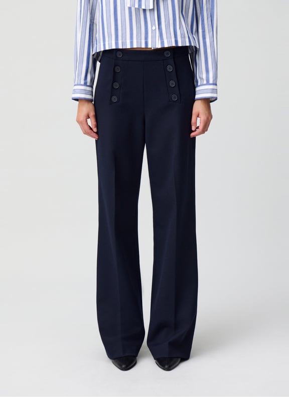Pantalon large taille haute Bleu by CLAUDIE PIERLOT CLAUDIE PIERLOT Pantalon large taille haute Bleu