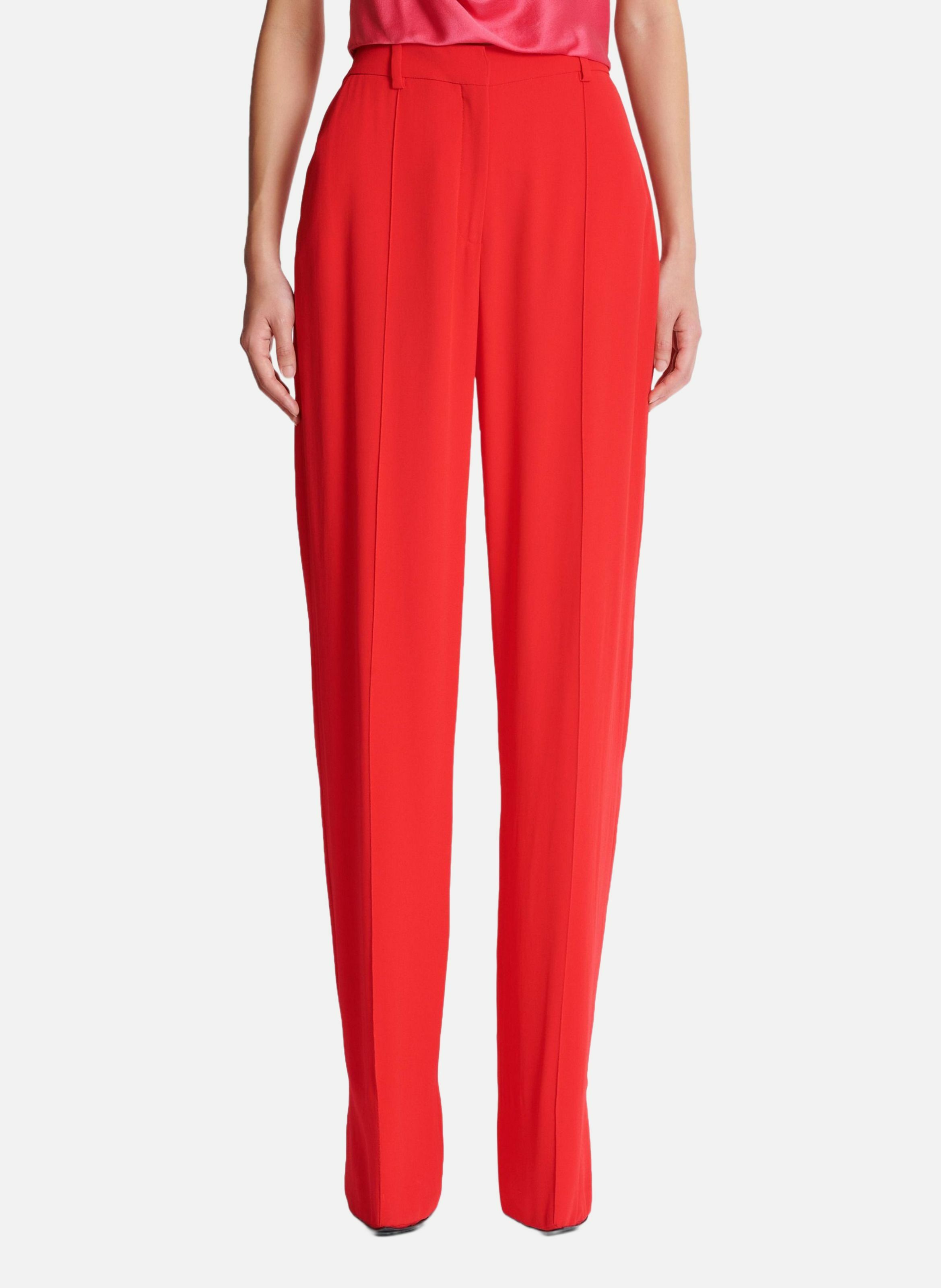 Pantalon tailleur droit en crêpe BALMAIN Rouge