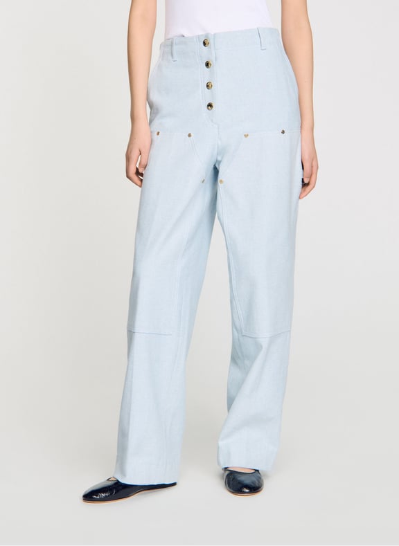 Jean droit en coton Bleu by SANDRO SANDRO Jean droit en coton Bleu