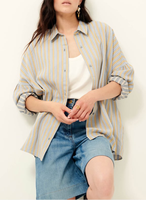 Chemise ample col classique rayée botan Bleu by SESSUN SESSUN Chemise ample col classique rayée botan Bleu