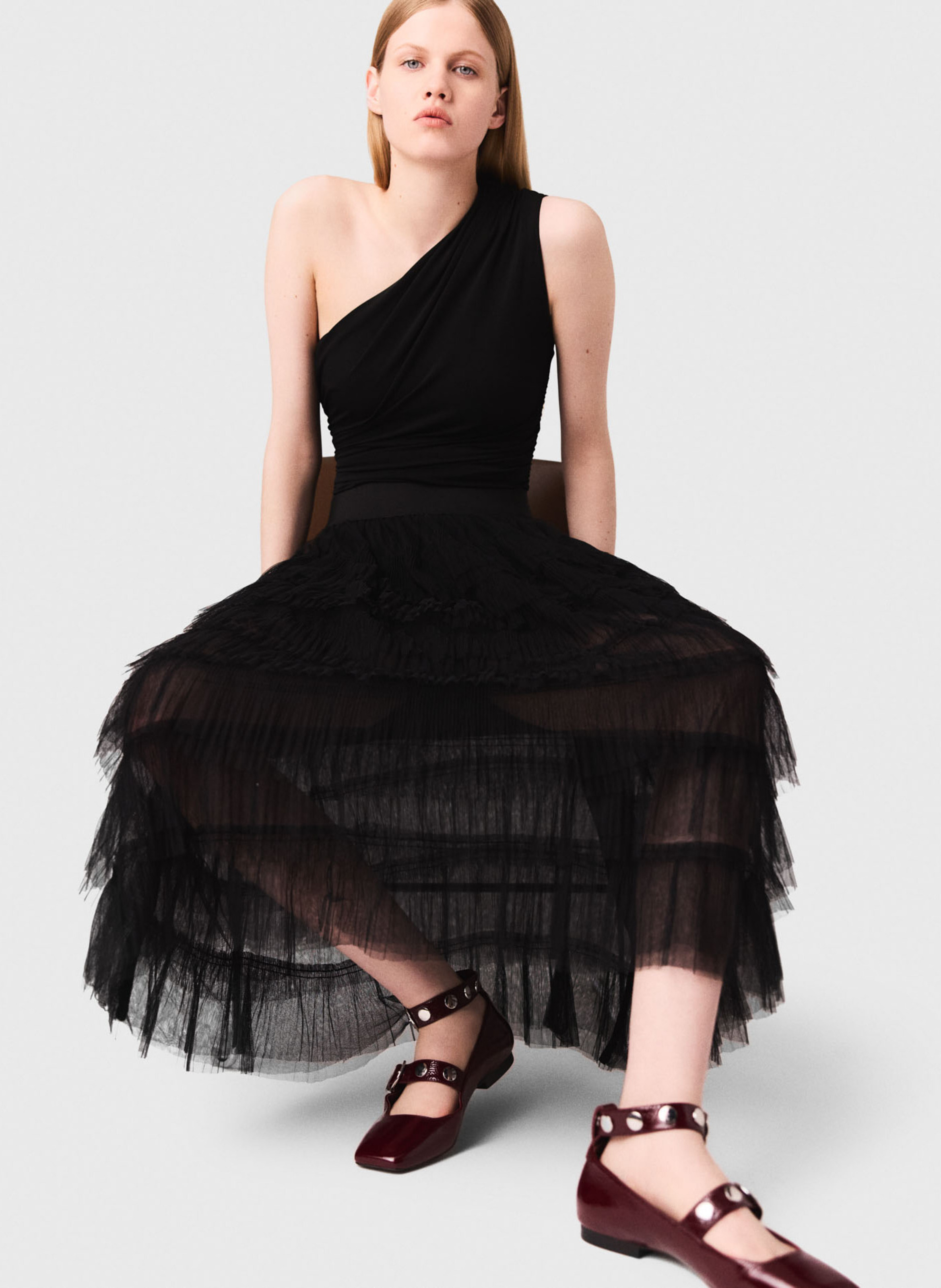 Body drapé asymétrique uni MAJE Noir