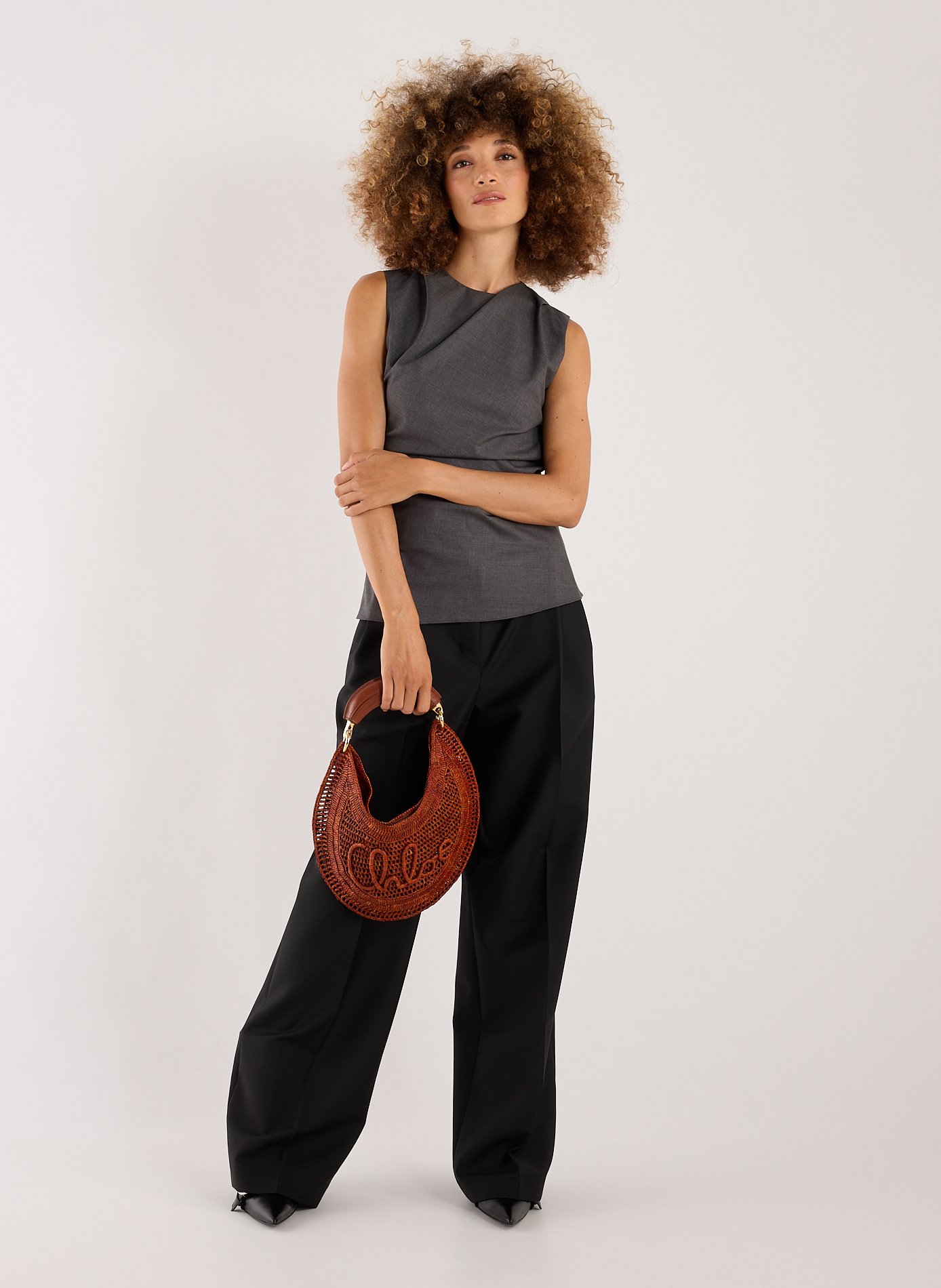 Sac à main Hobo Summer Banana en raphia CHLOÉ Marron