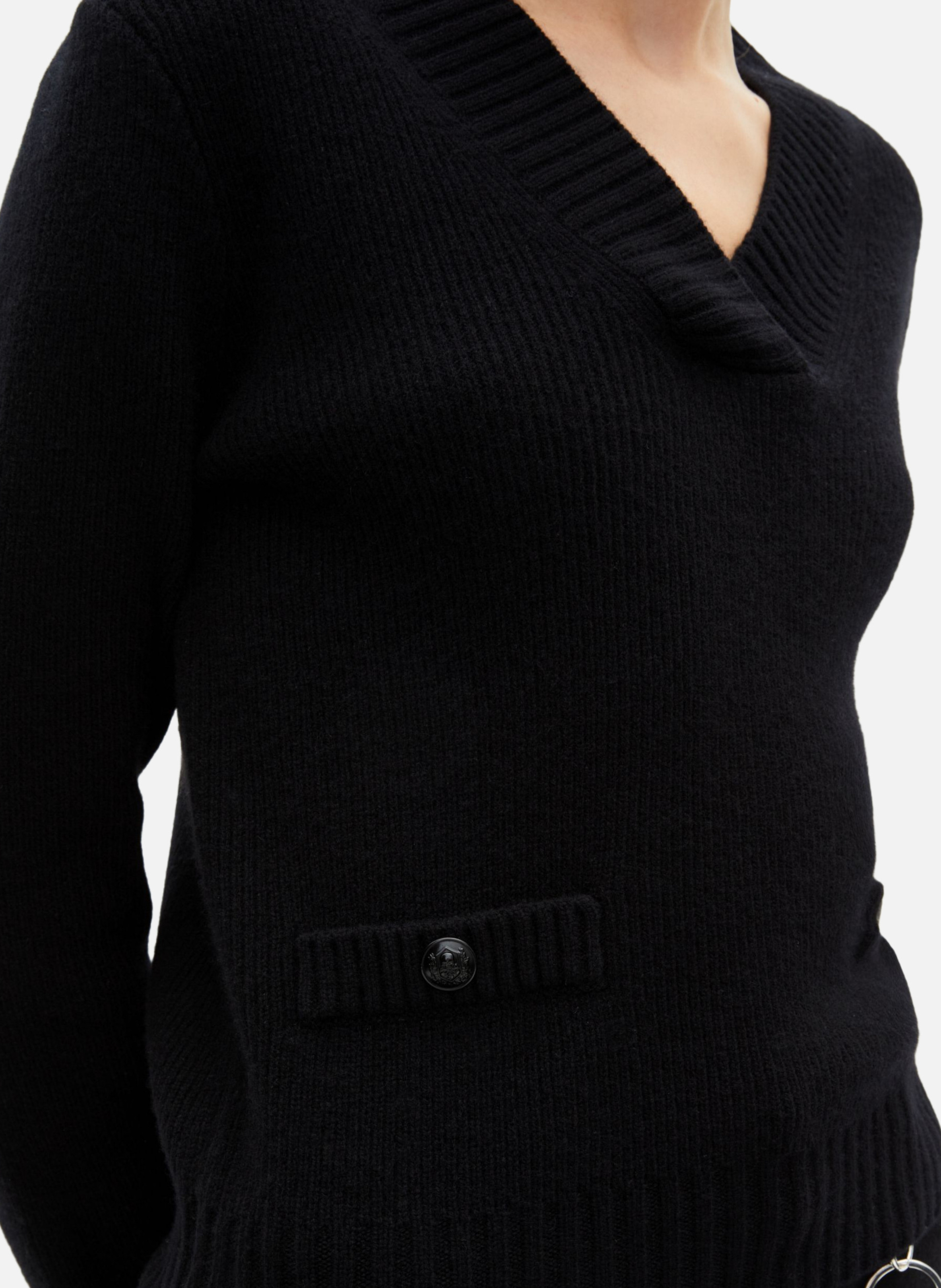 Pull col v en laine mérinos THE KOOPLES Noir