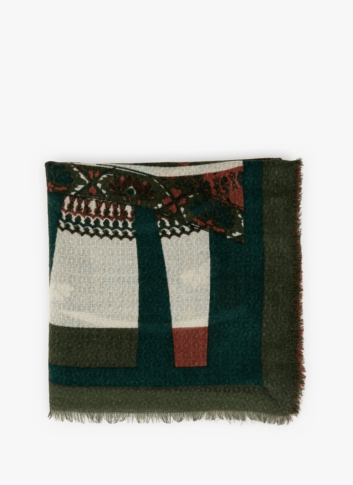 Petrusse Carré De Laine Et Soie Imprimé In Green