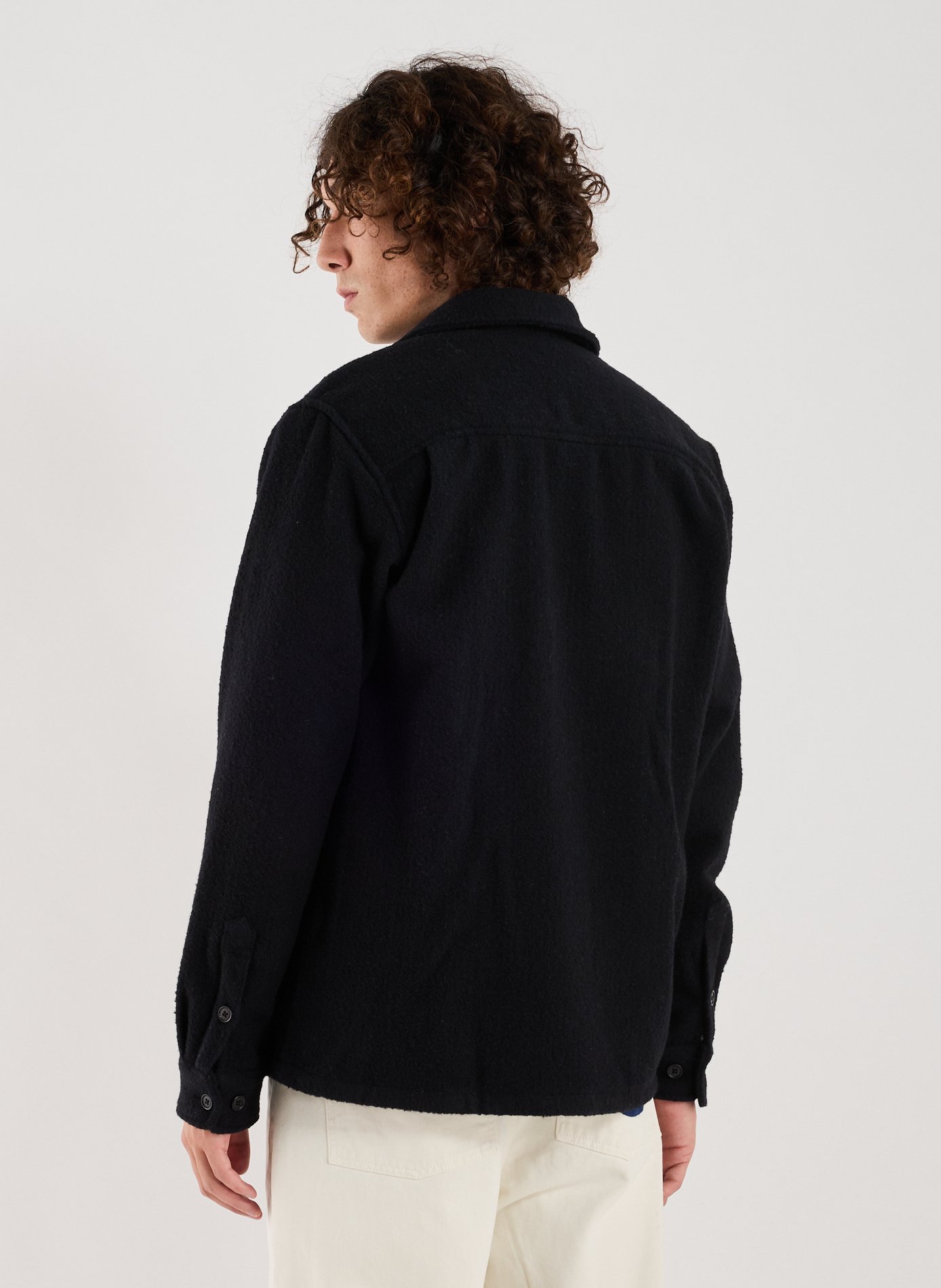 Chemise unie en laine mélangée SAMSOE SAMSOE Bleu