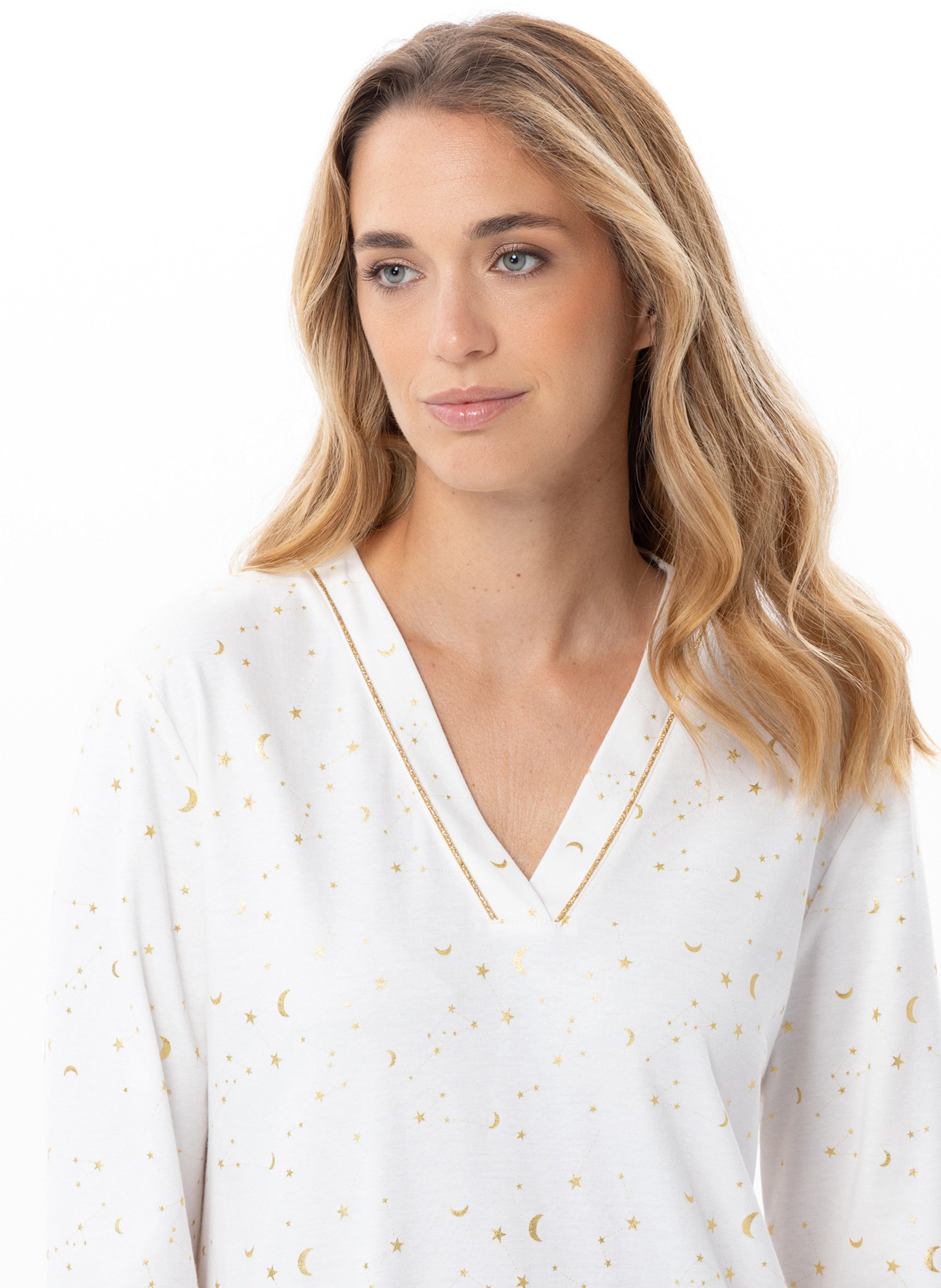 Chemise de nuit en coton luna 101 LE CHAT Blanc