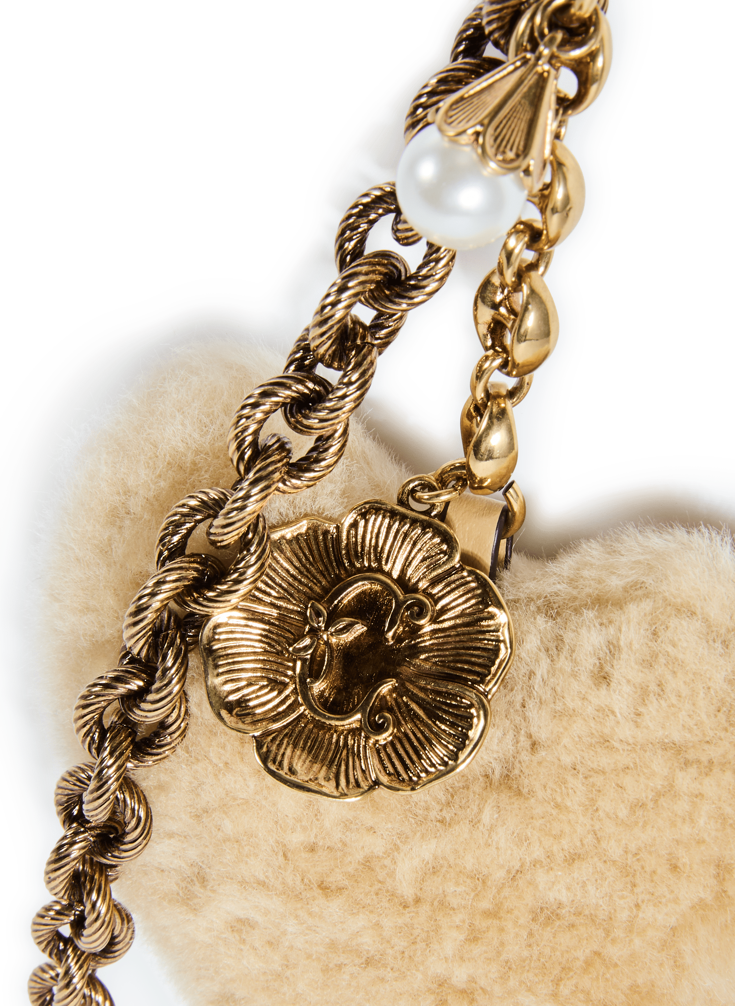 Porte-clés coeur shearling CHLOÉ Beige