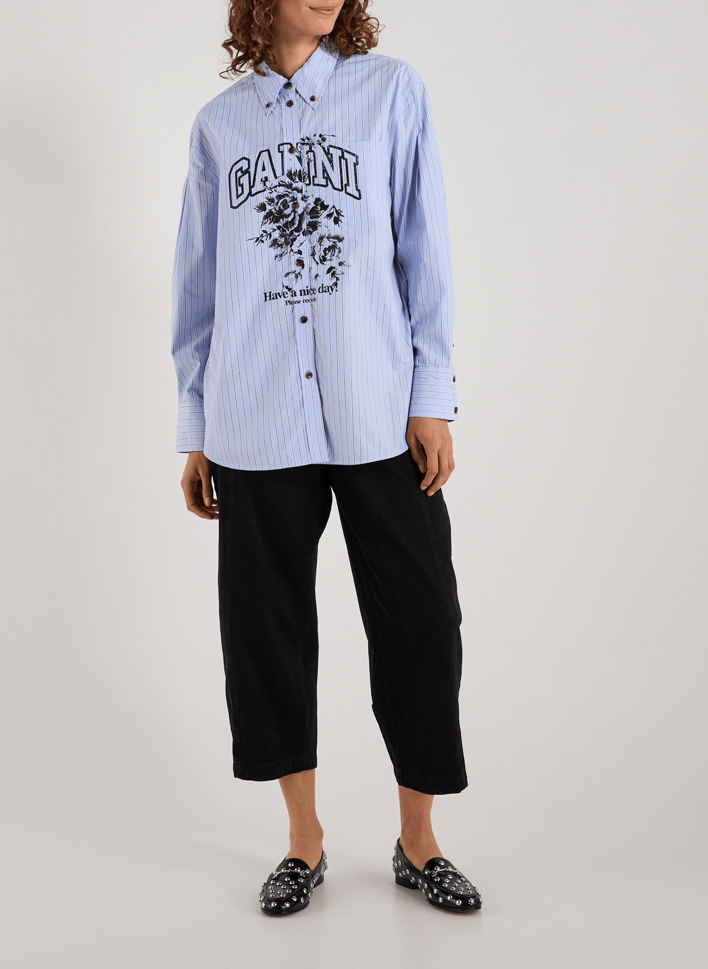 Cotton Shirt GANNI Blue