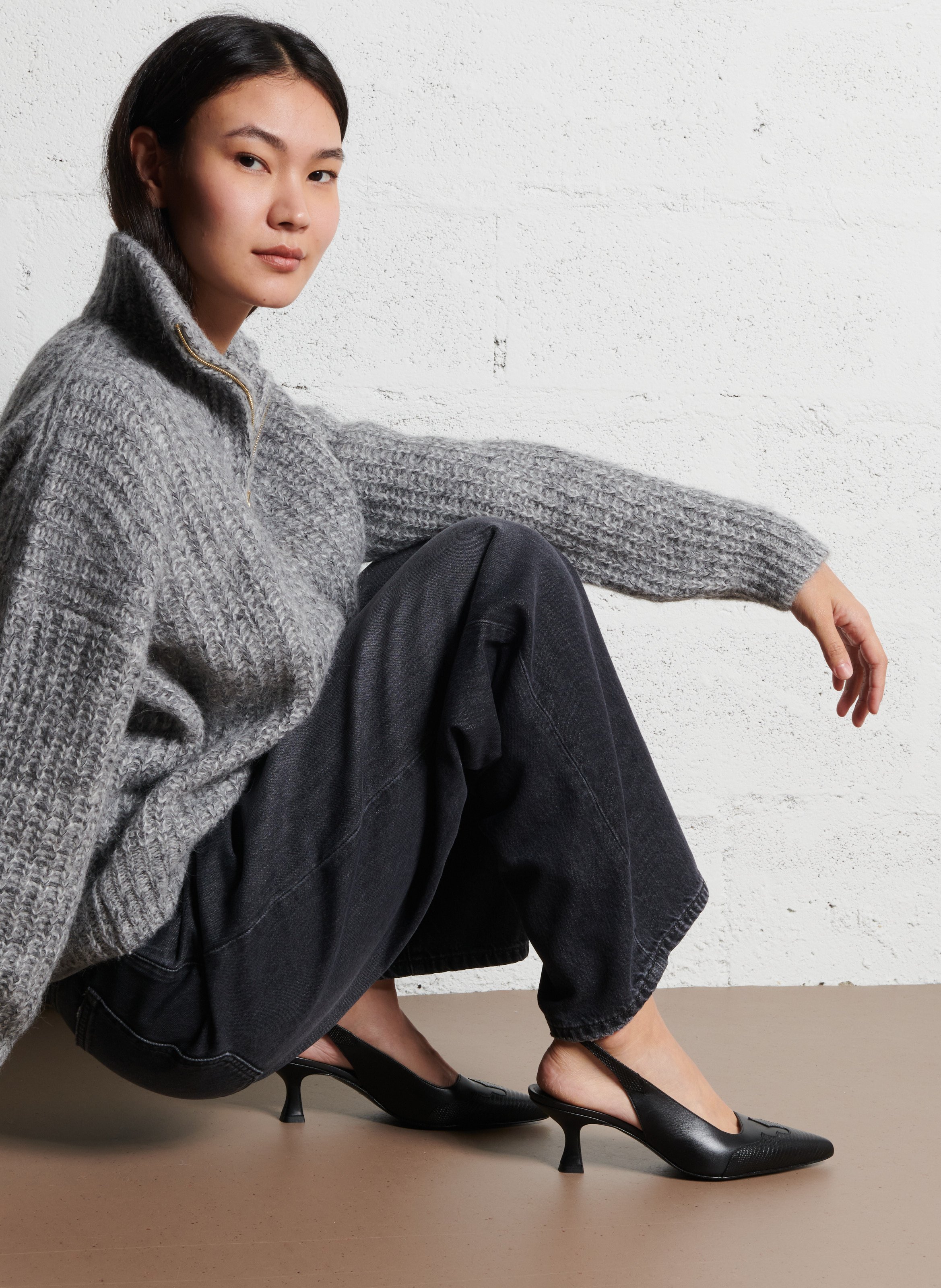 Pull col montant en laine mélangée baltan BA&SH Noir