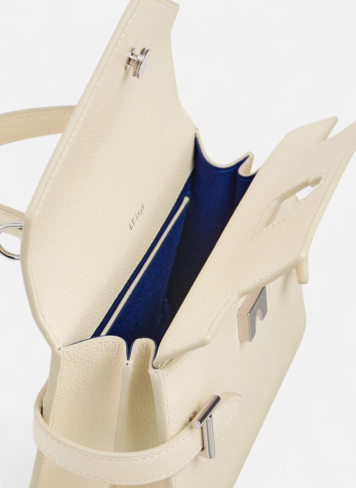 Petit sac à main double rabat emilie en cuir grainé LE TANNEUR Blanc