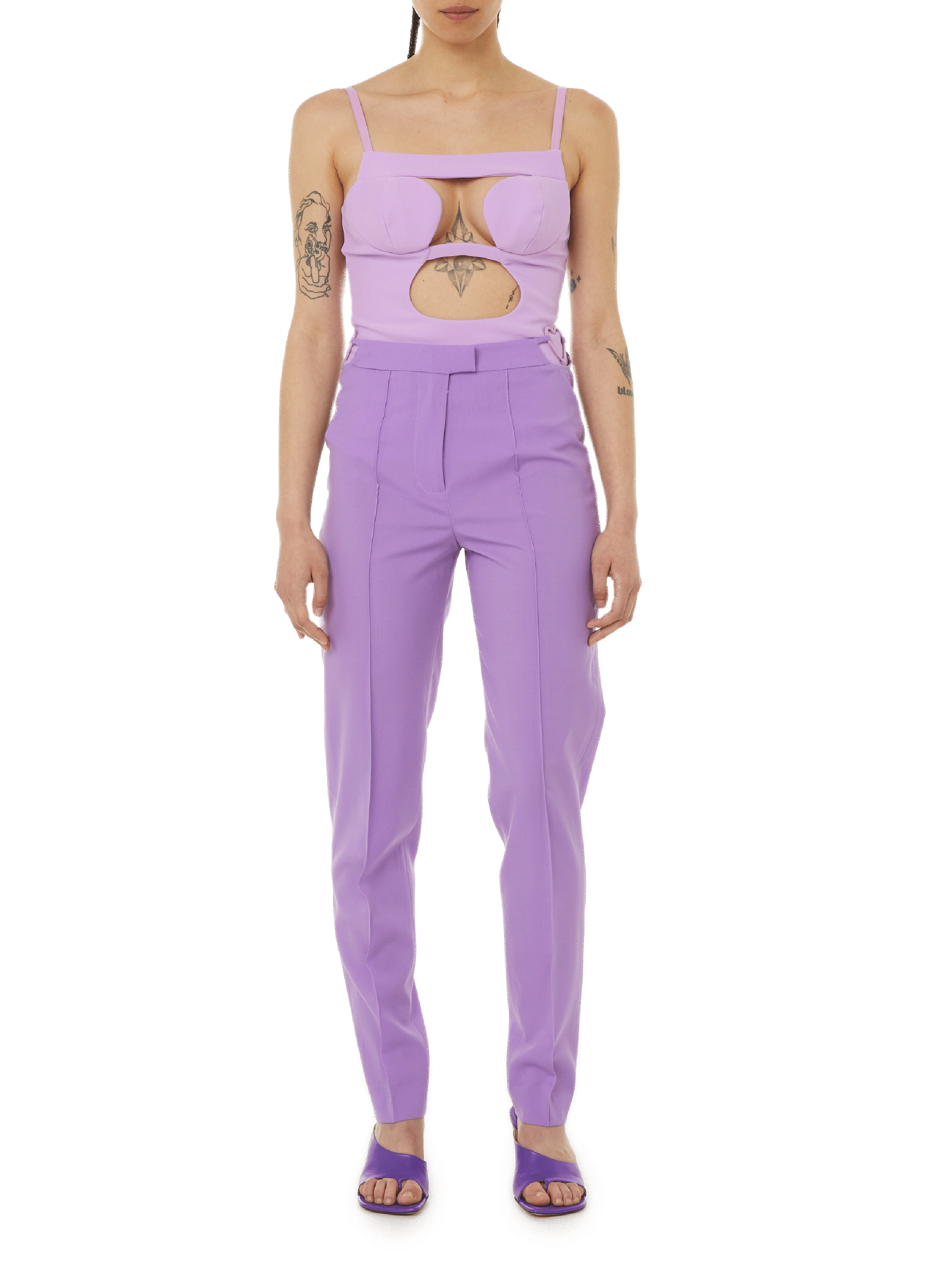 Pantalon slim en laine vierge NENSI DOJAKA Violet