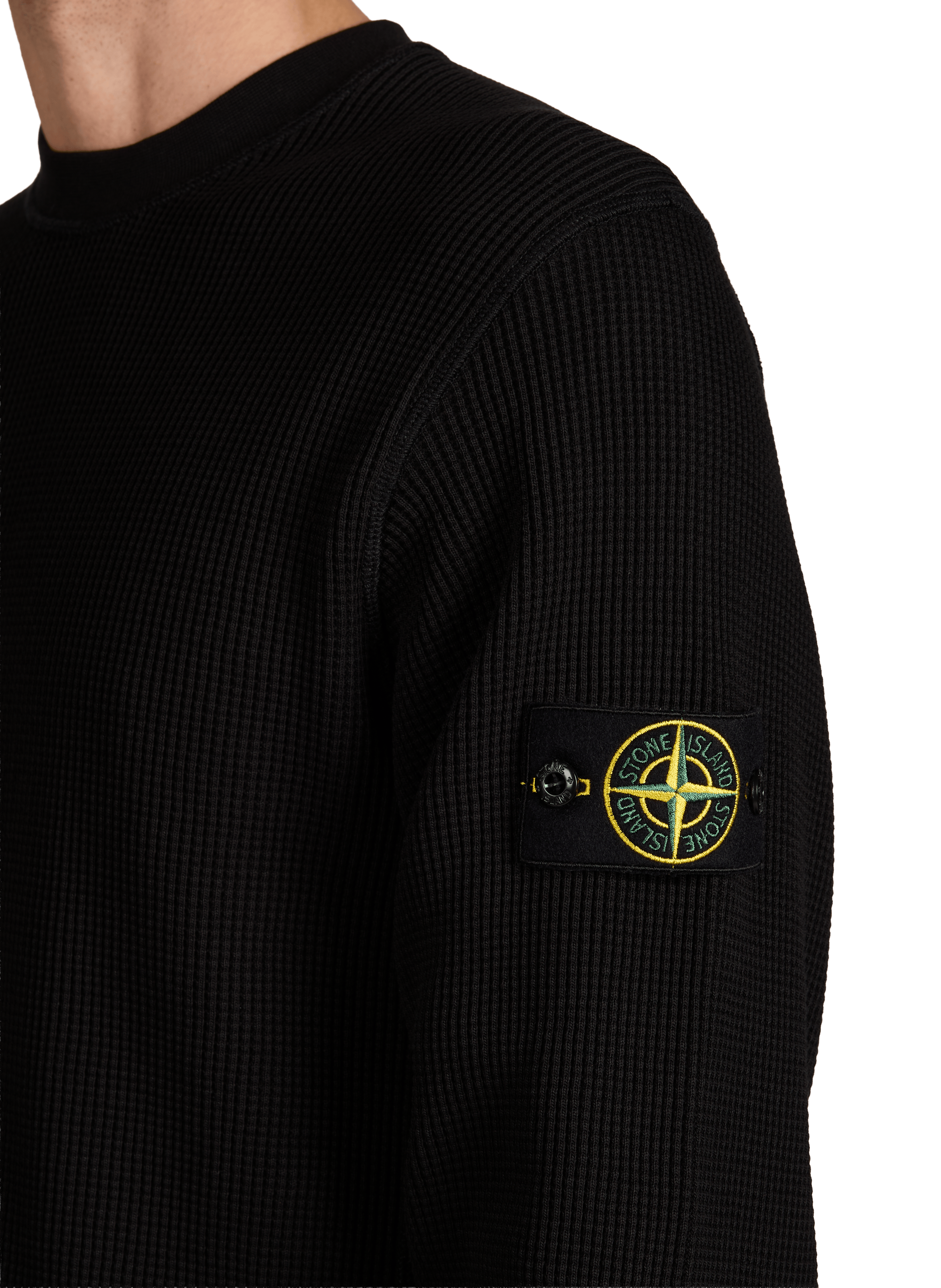 Sweatshirt texturé en coton mélangé STONE ISLAND Noir