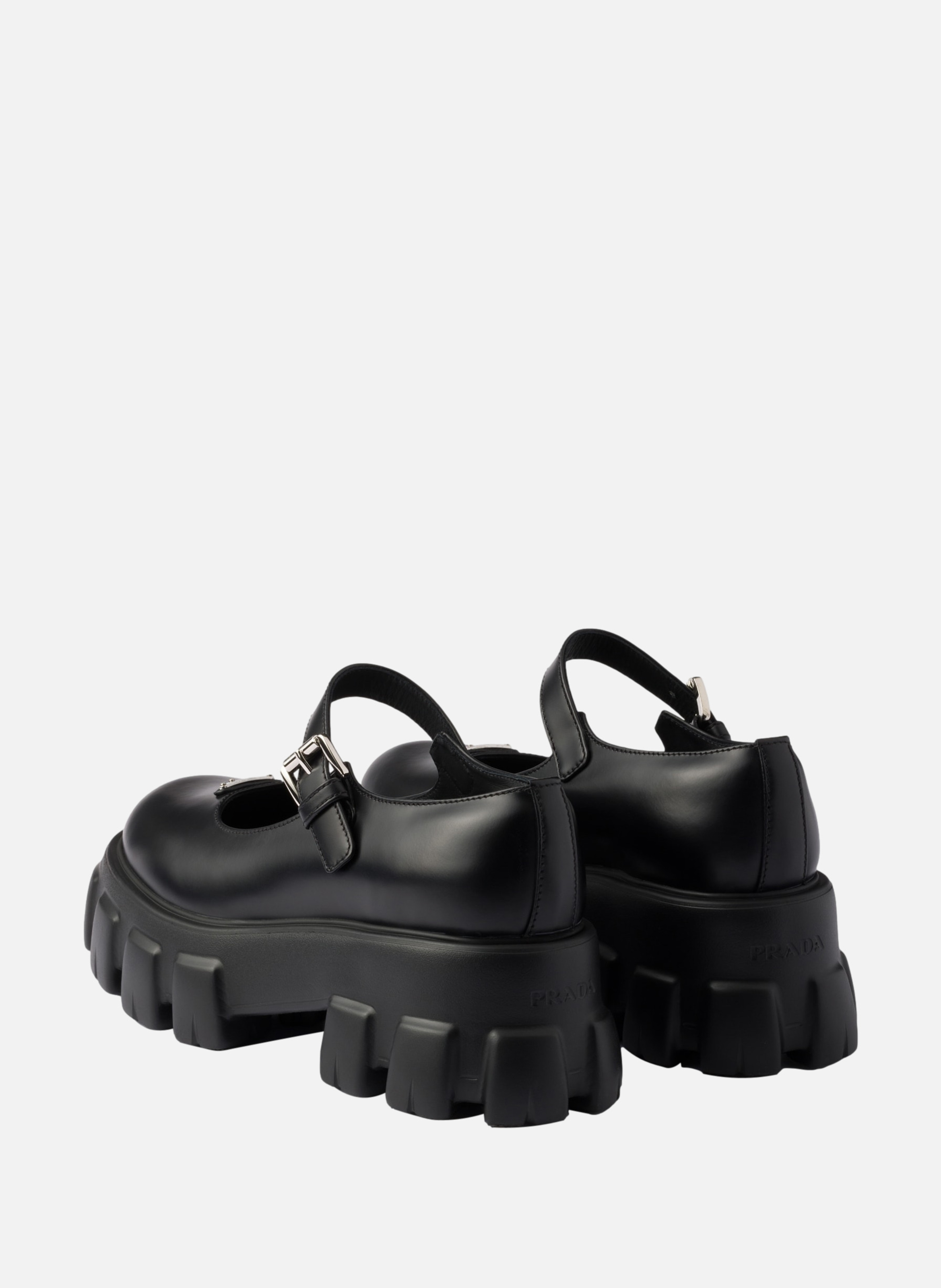 Mary janes monolith en cuir brossé PRADA Noir