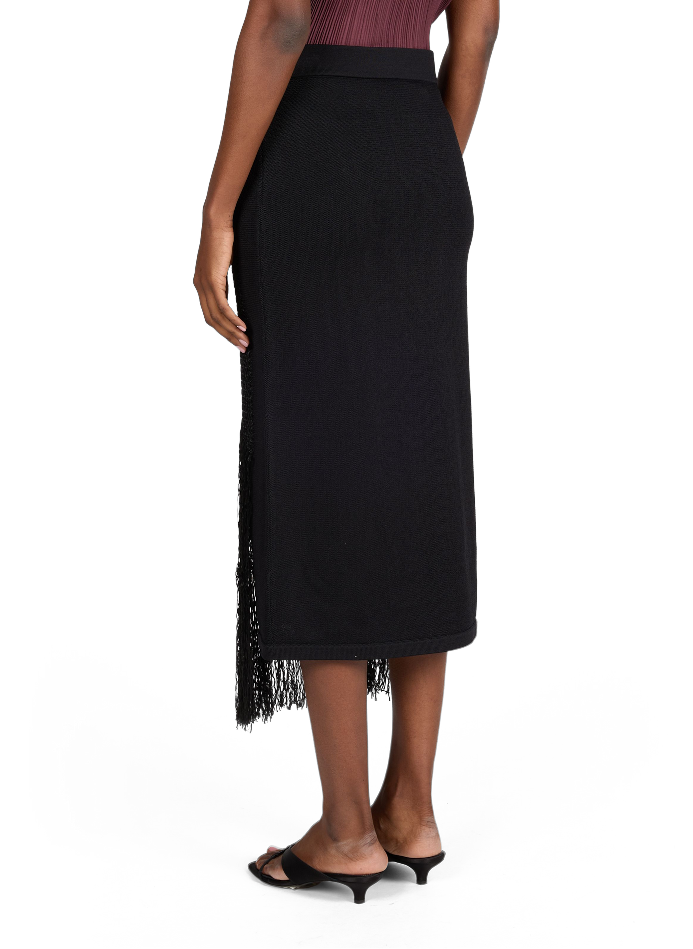 Midi skirt with fringes ADOLFO DOMINGUEZ Black