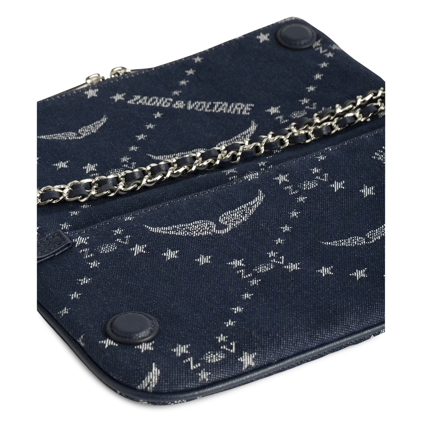 Pochette en denim monogramme rock ZADIG&VOLTAIRE Bleu