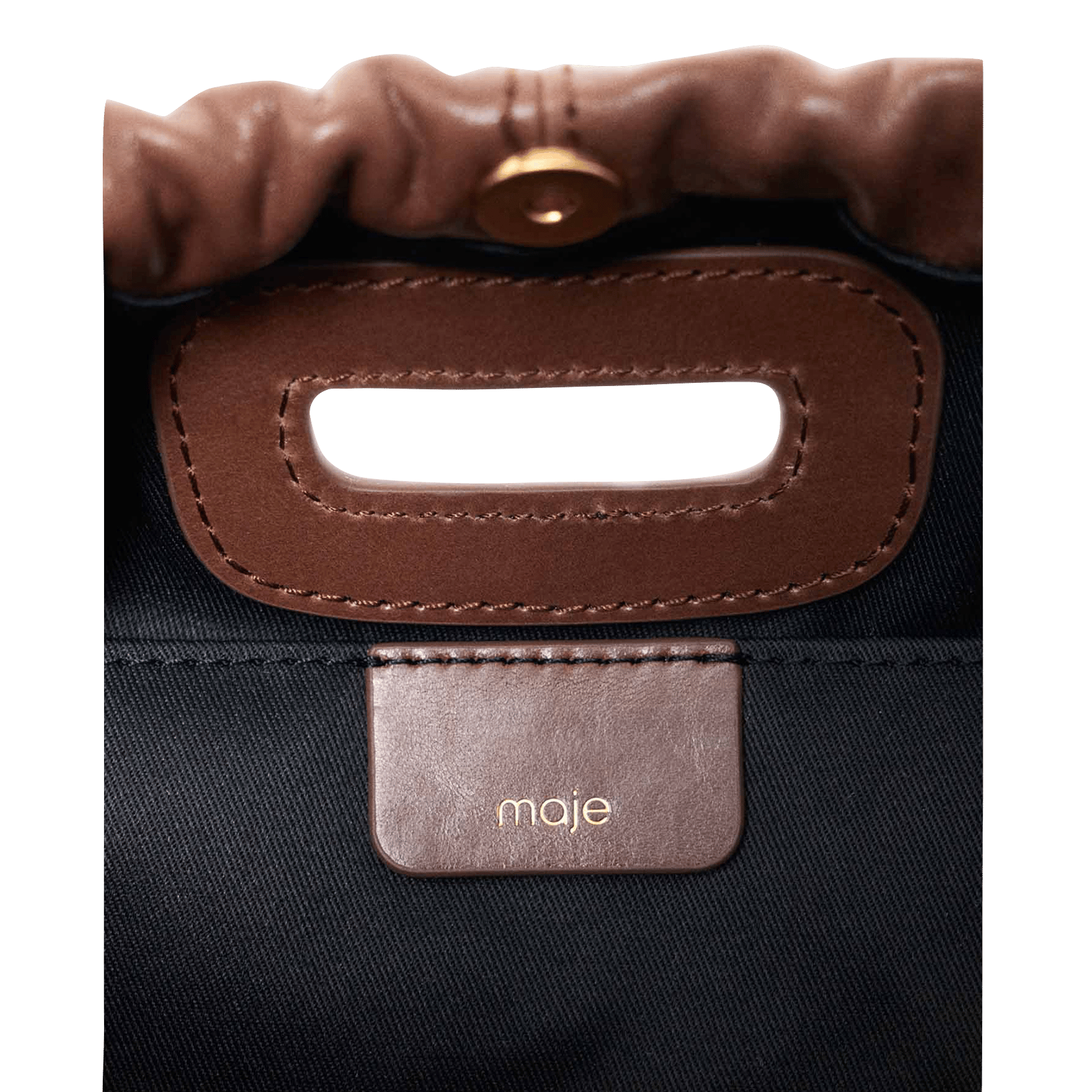 Sac porté épaule en cuir MAJE Marron