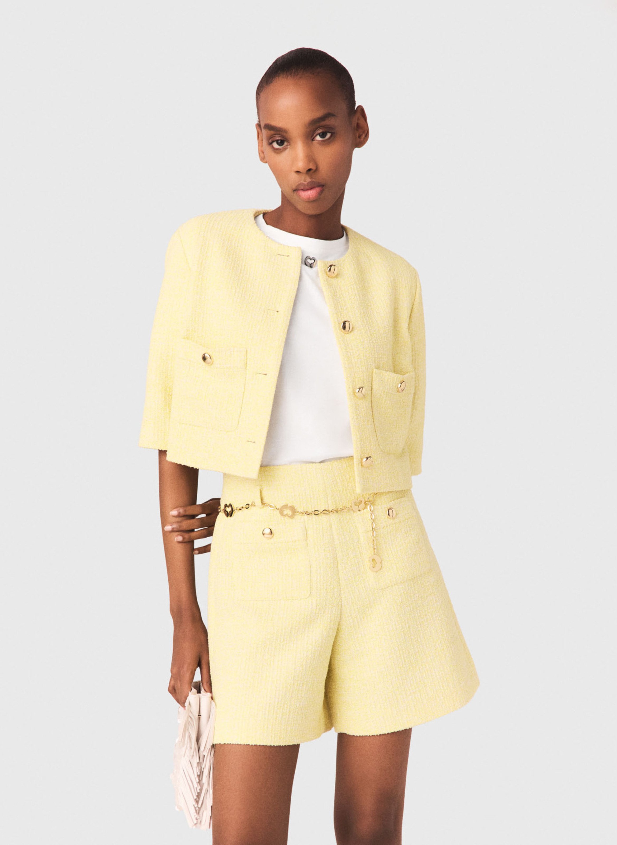Short droit en tweed MAJE Jaune