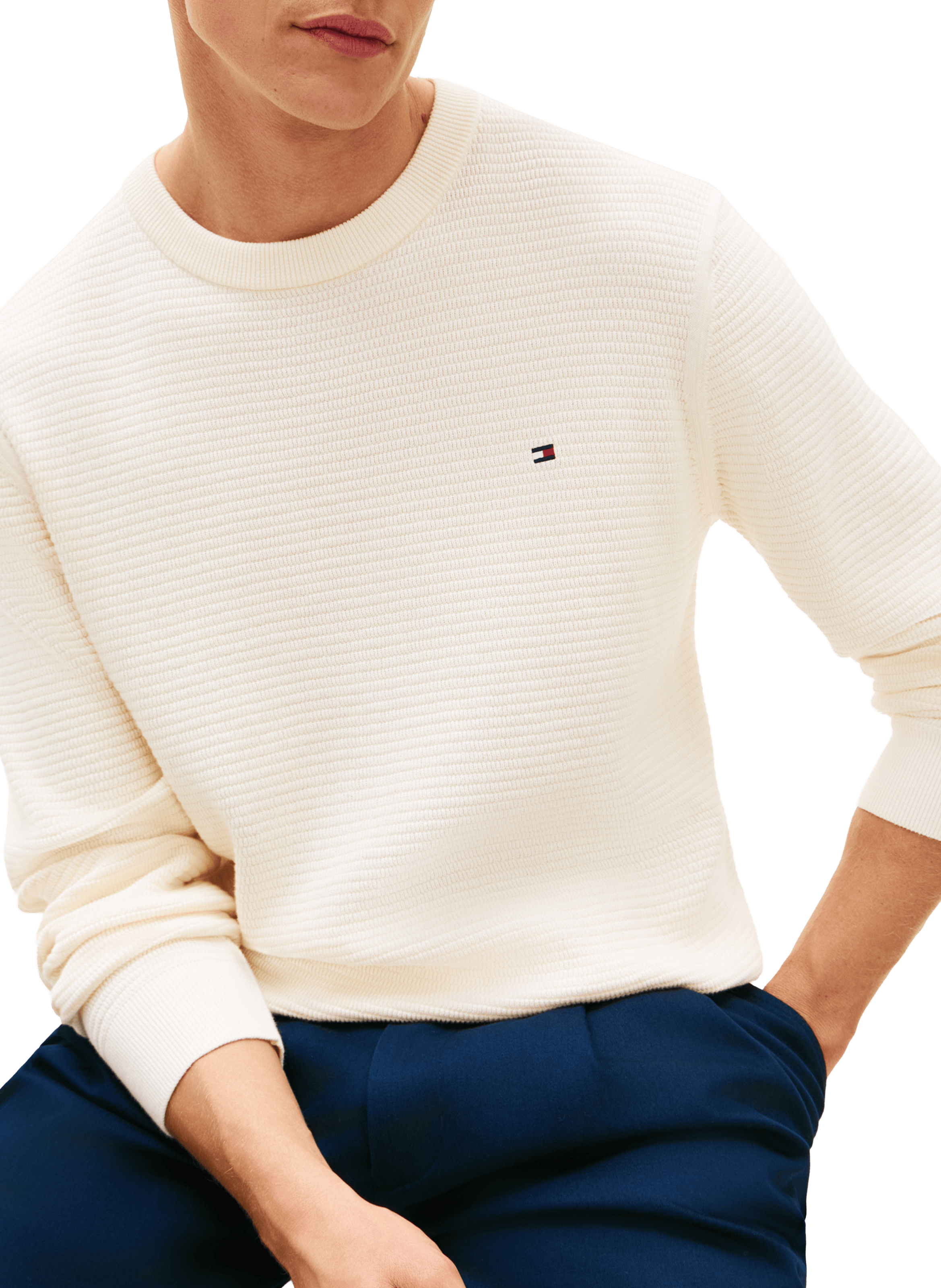 Pull côtelé en coton TOMMY HILFIGER Beige