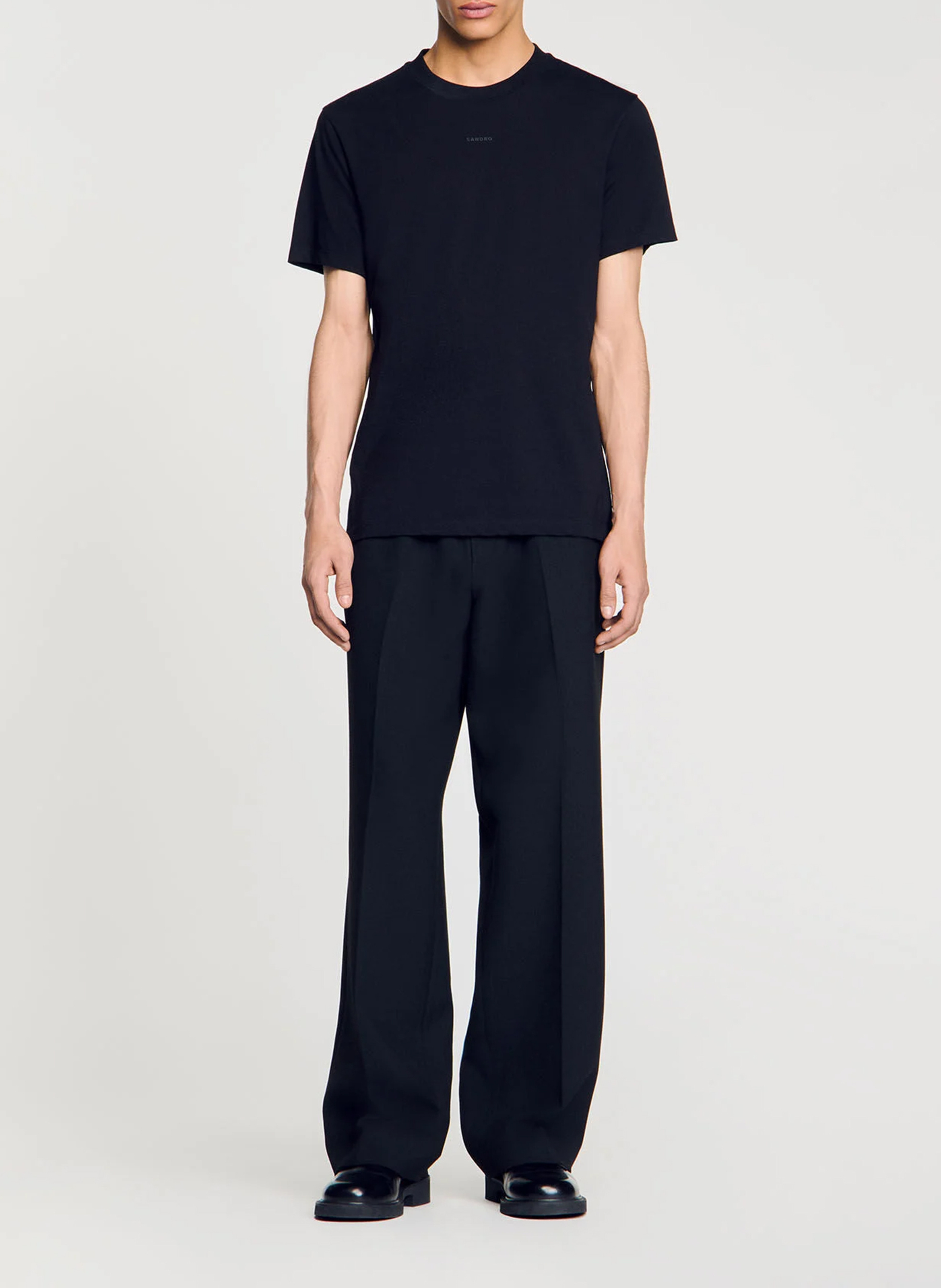 Tee-shirt droit en coton SANDRO Noir