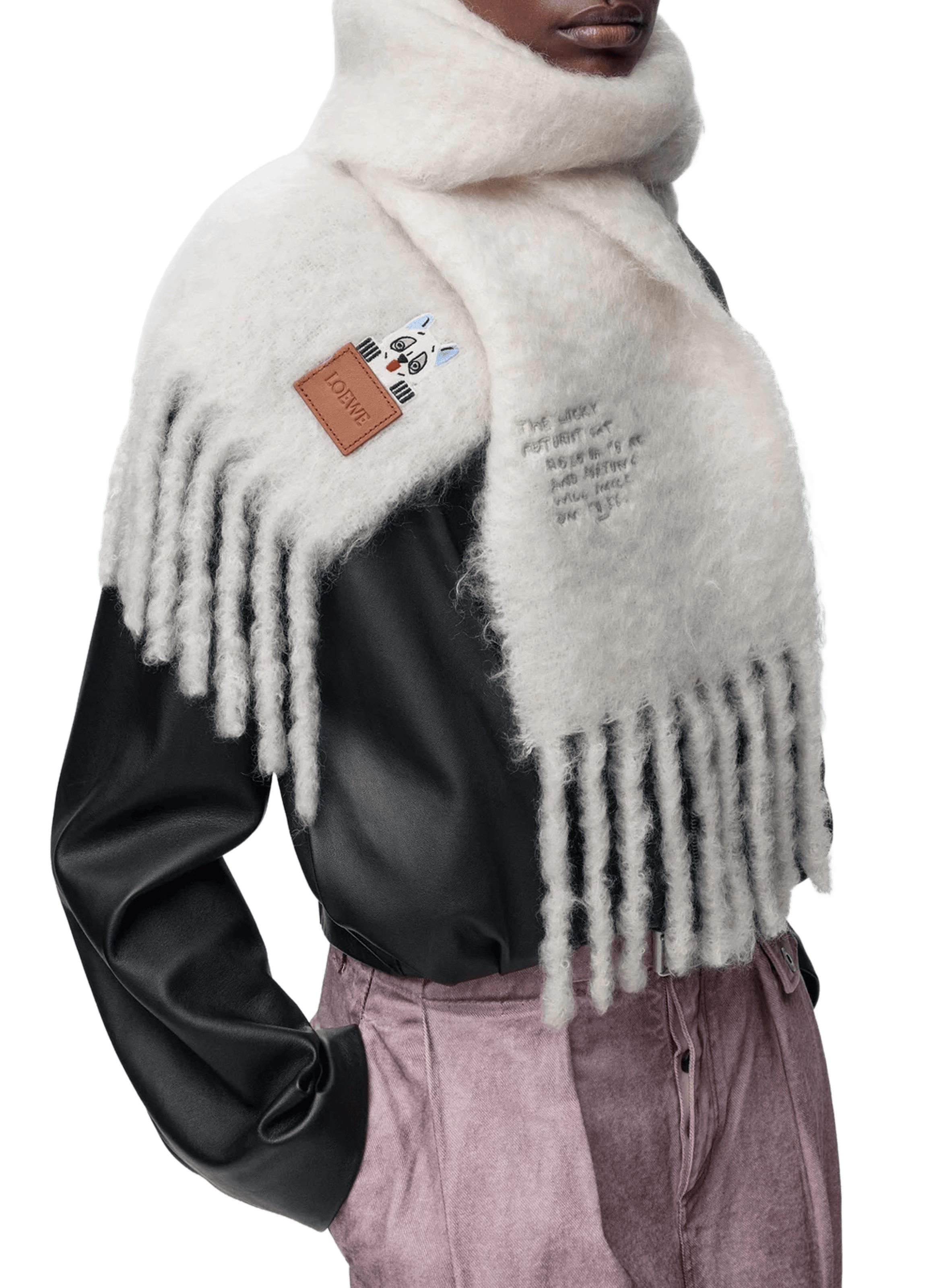 LOEWE x Louis Wain - Écharpe en mohair et laine mélangés LOEWE Blanc