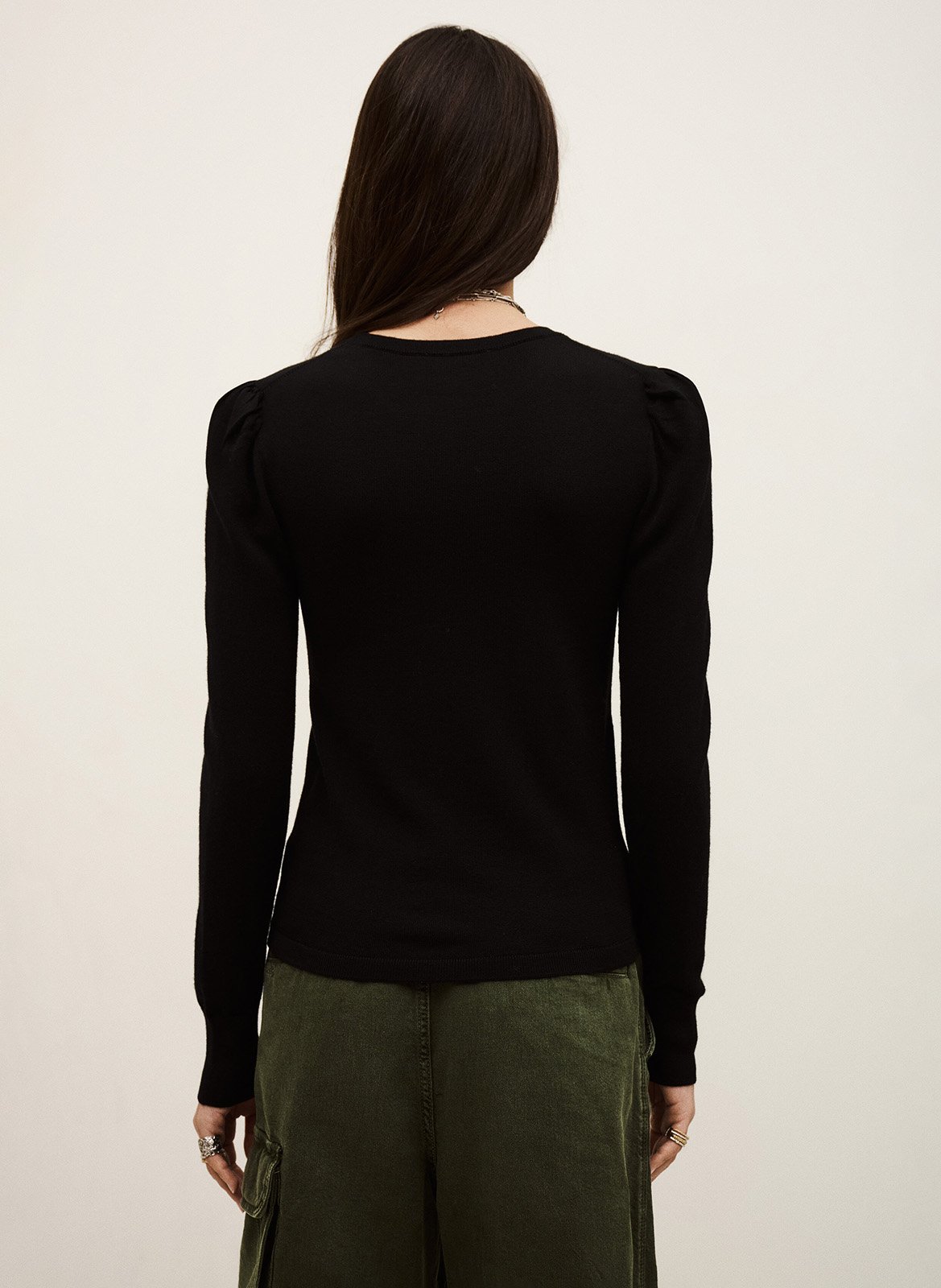 Pull col rond en laine britanie BA&SH Noir