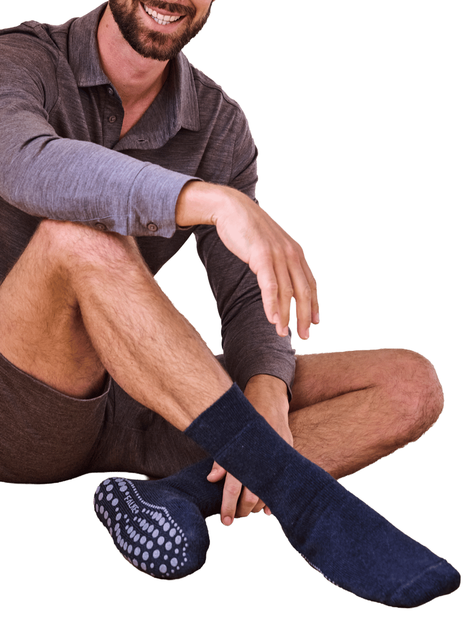 Mid-high anti-slip socks in blended cotton and wool FALKE Blue