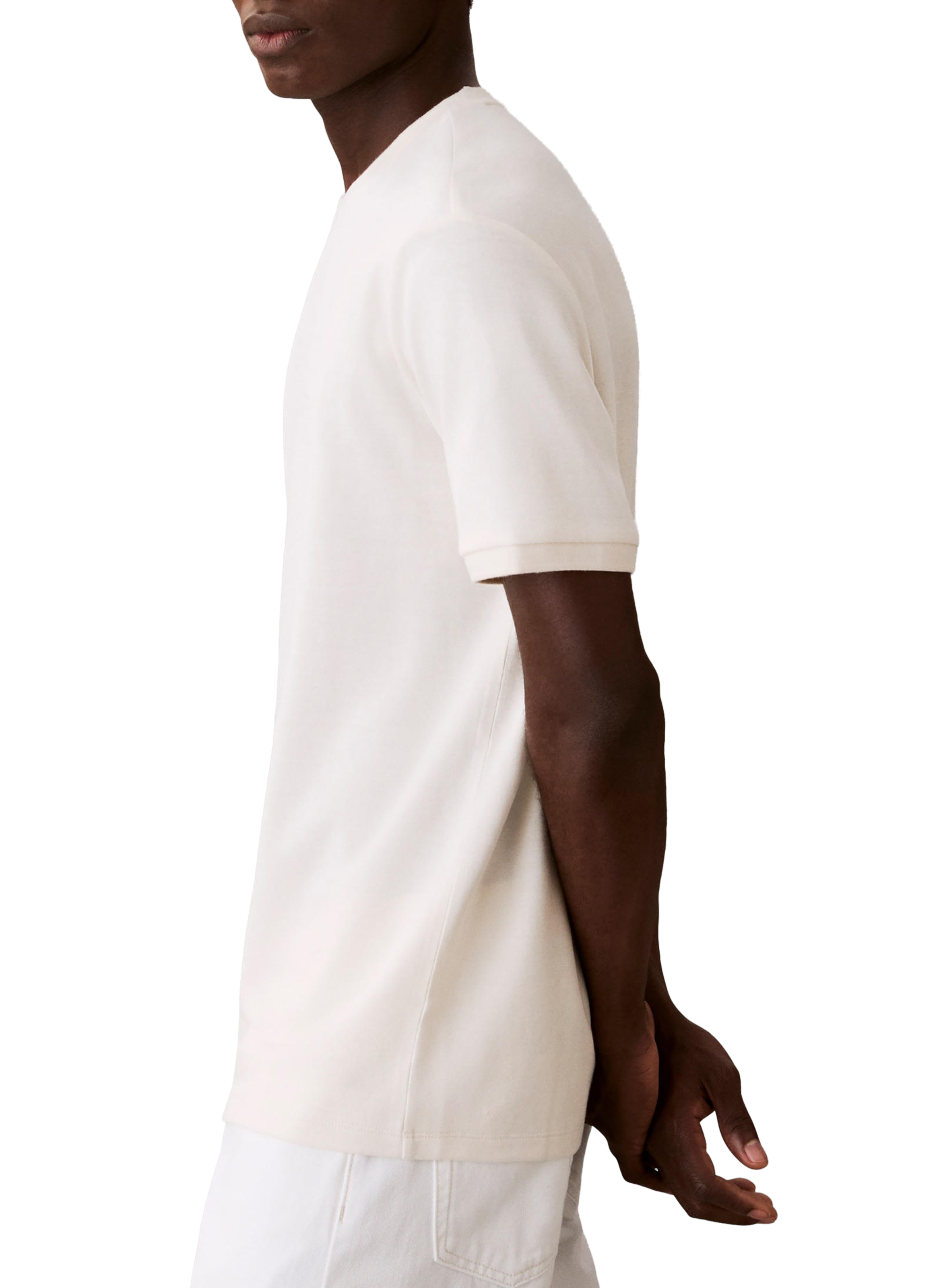 T-shirt manches courtes en coton mélangé CALVIN KLEIN Beige