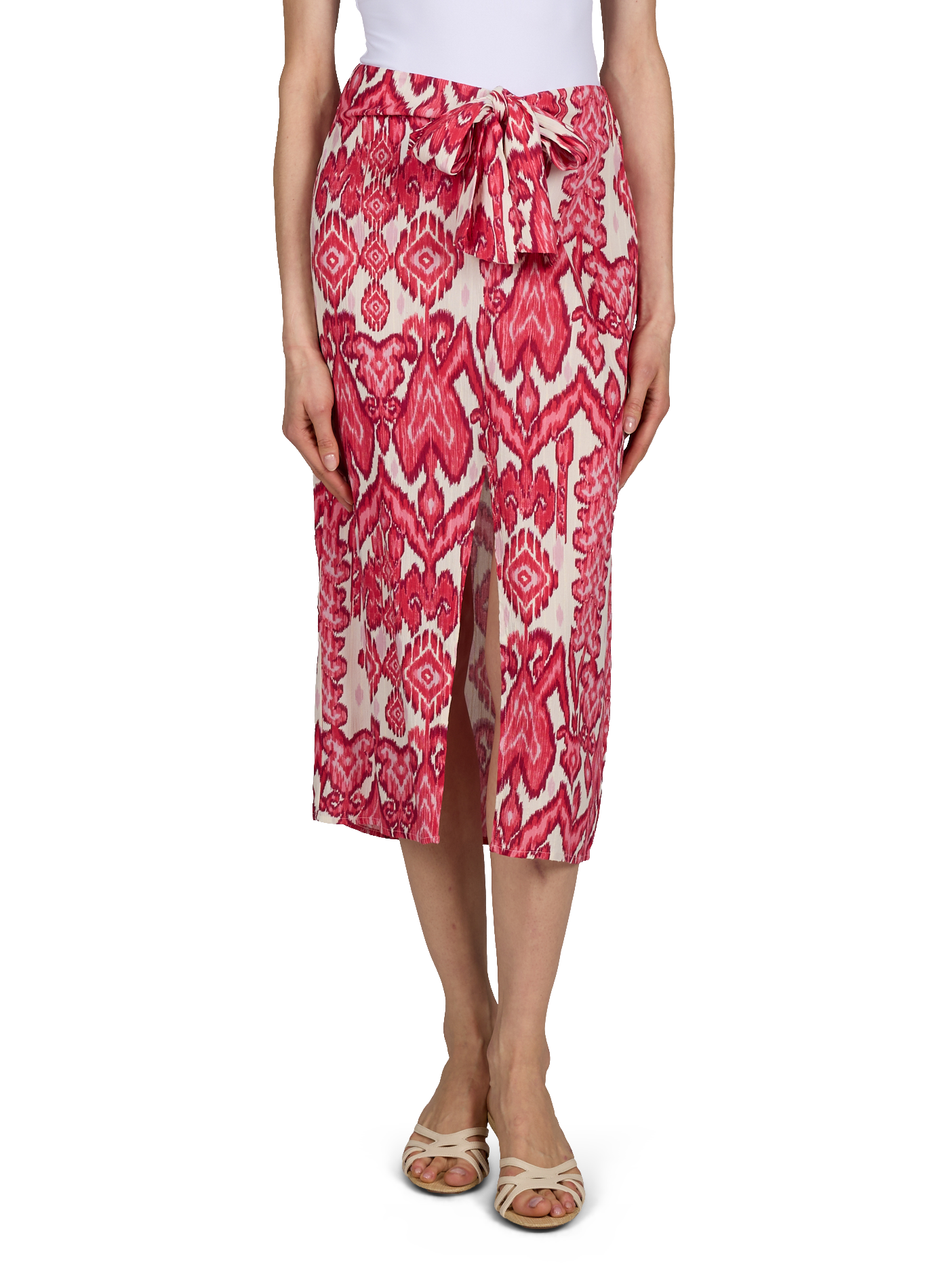 Jupe midi imprimée Eva asymétrique VILA Beige