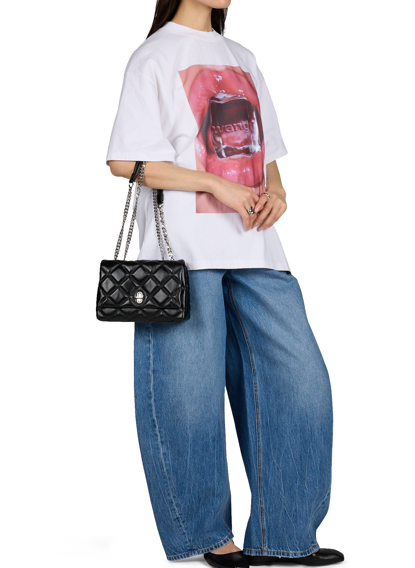 Double chain leather handbag MARC JACOBS Black