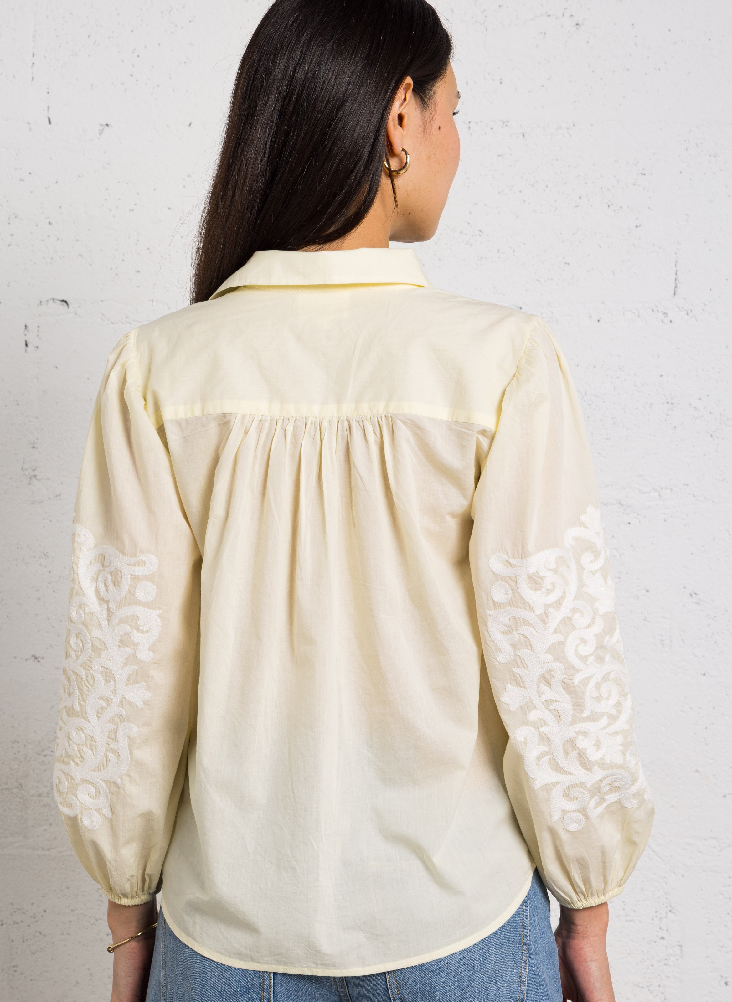 Chemisier ample col v en coton darwin MAISON 123 Jaune