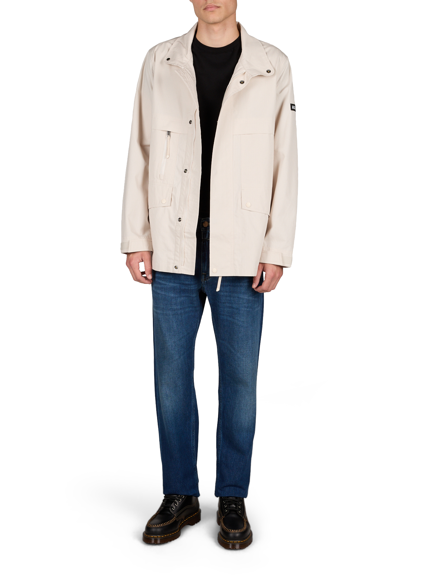 Water-repellent multi-pocket cotton blend jacket AIGLE Beige