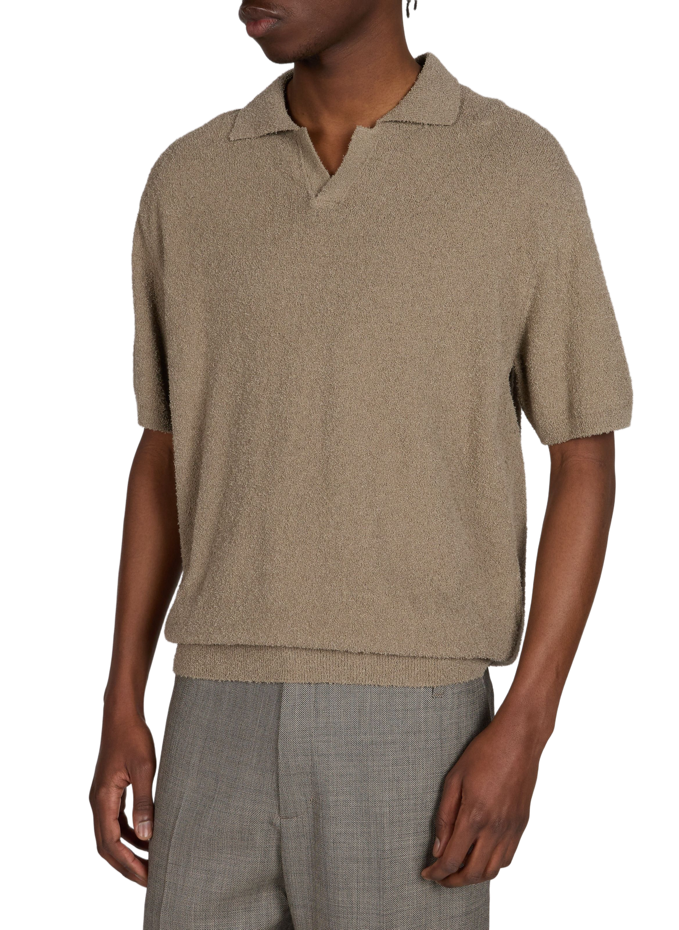 Short-sleeved polo in mixed cotton knit. CLOSED Green