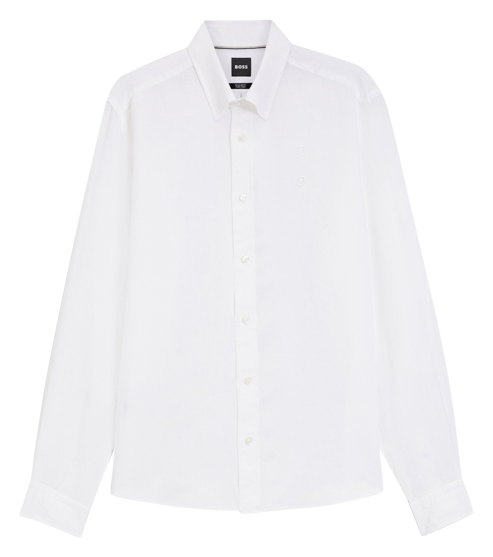 Chemise en lin col classique BOSS Blanc