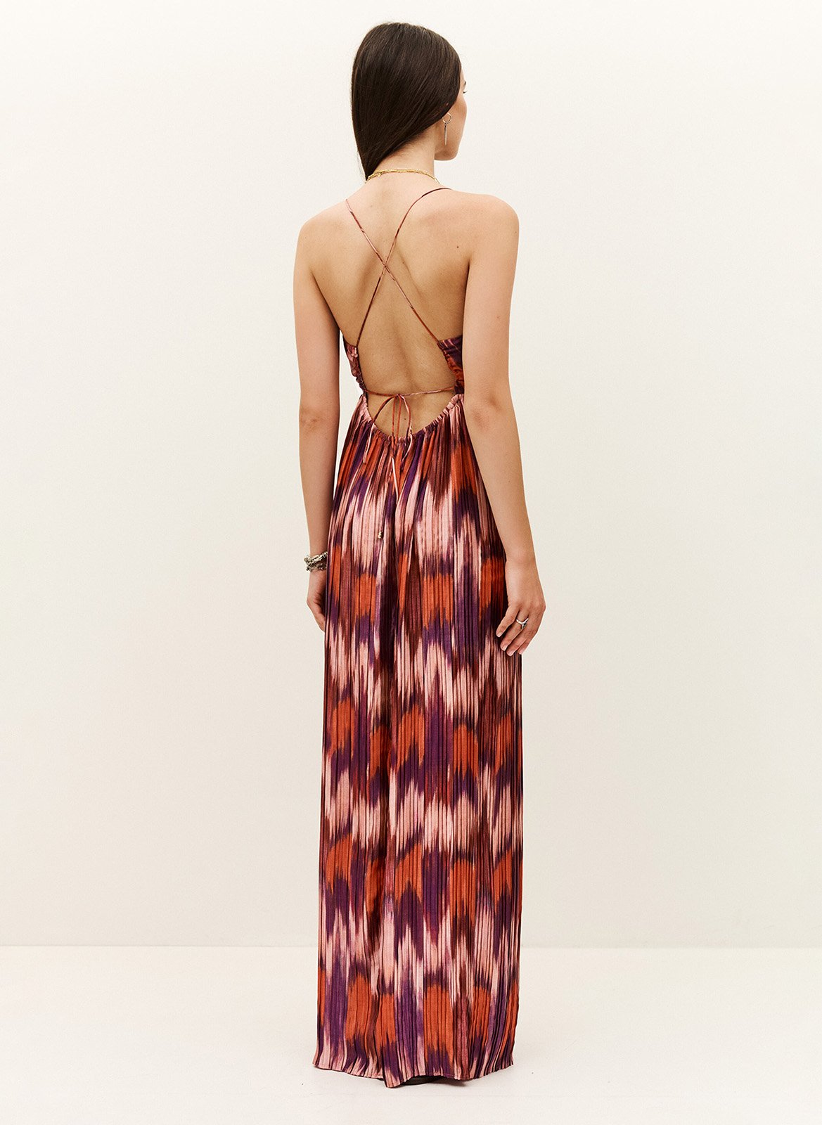 Robe longue col v imprimée anaelle BA&SH Orange
