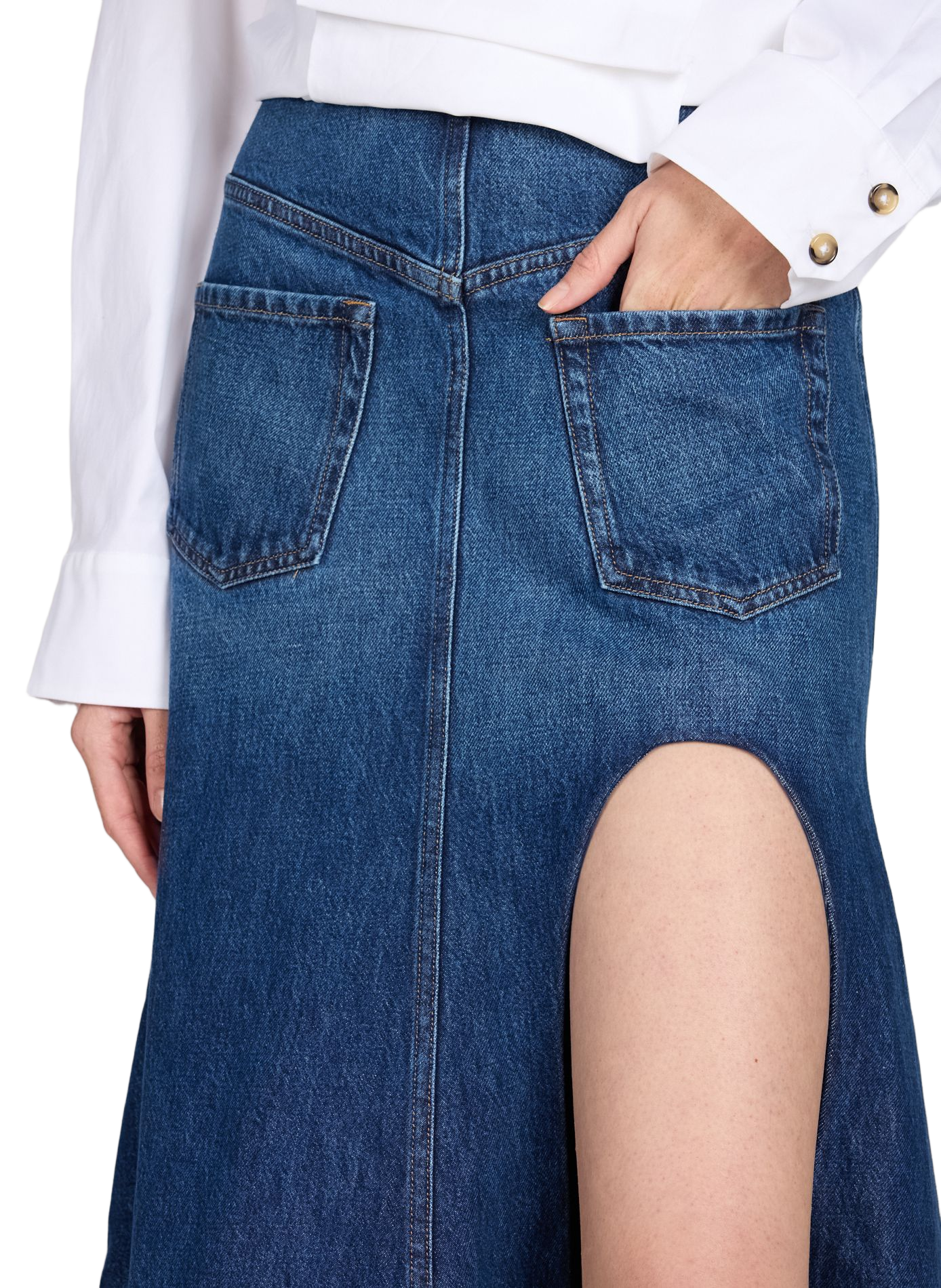 Flared denim cotton skirt A.W.A.K.E. MODE Blue