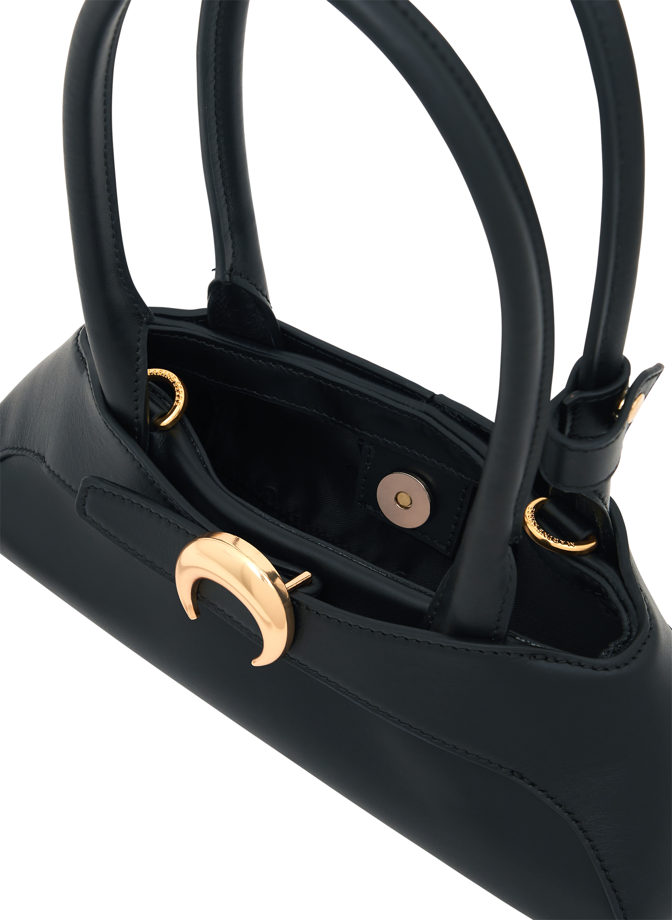 Smooth leather aurora baguette mini MARINE SERRE Black