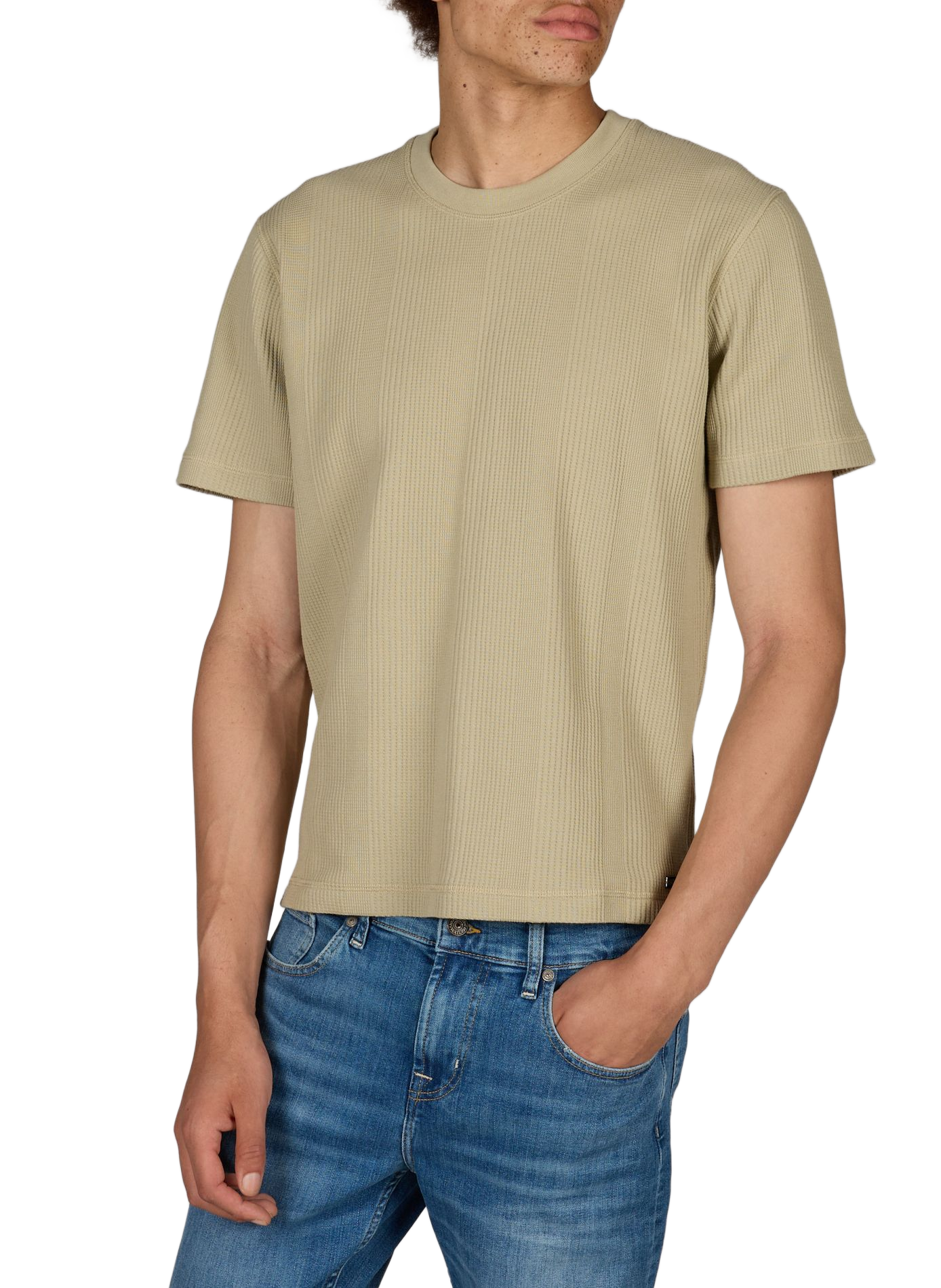 Camiseta de algodón mezclado con relieve BOSS Verde