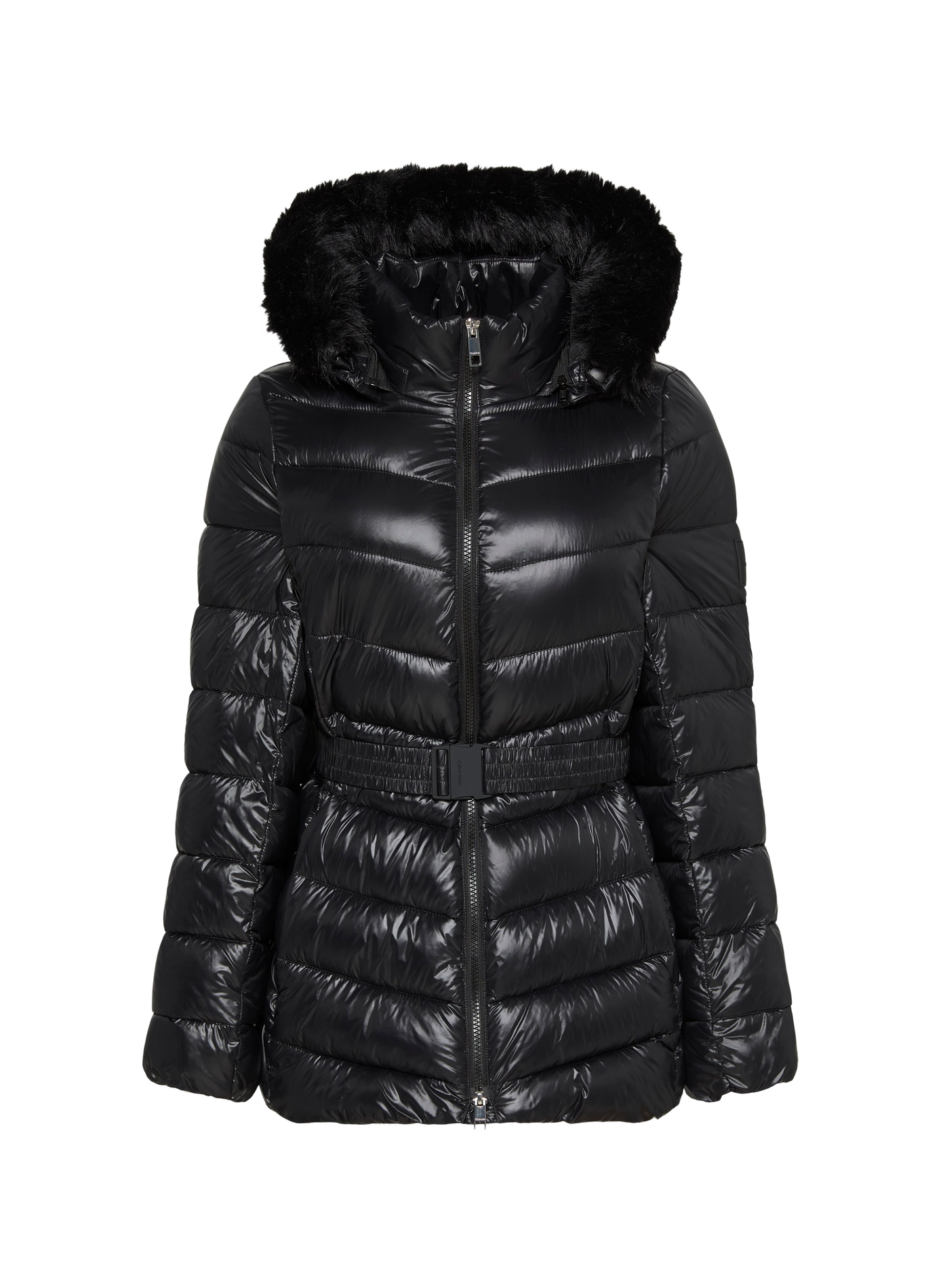 Doudoune ceinturée à capuche amovible CALVIN KLEIN Noir