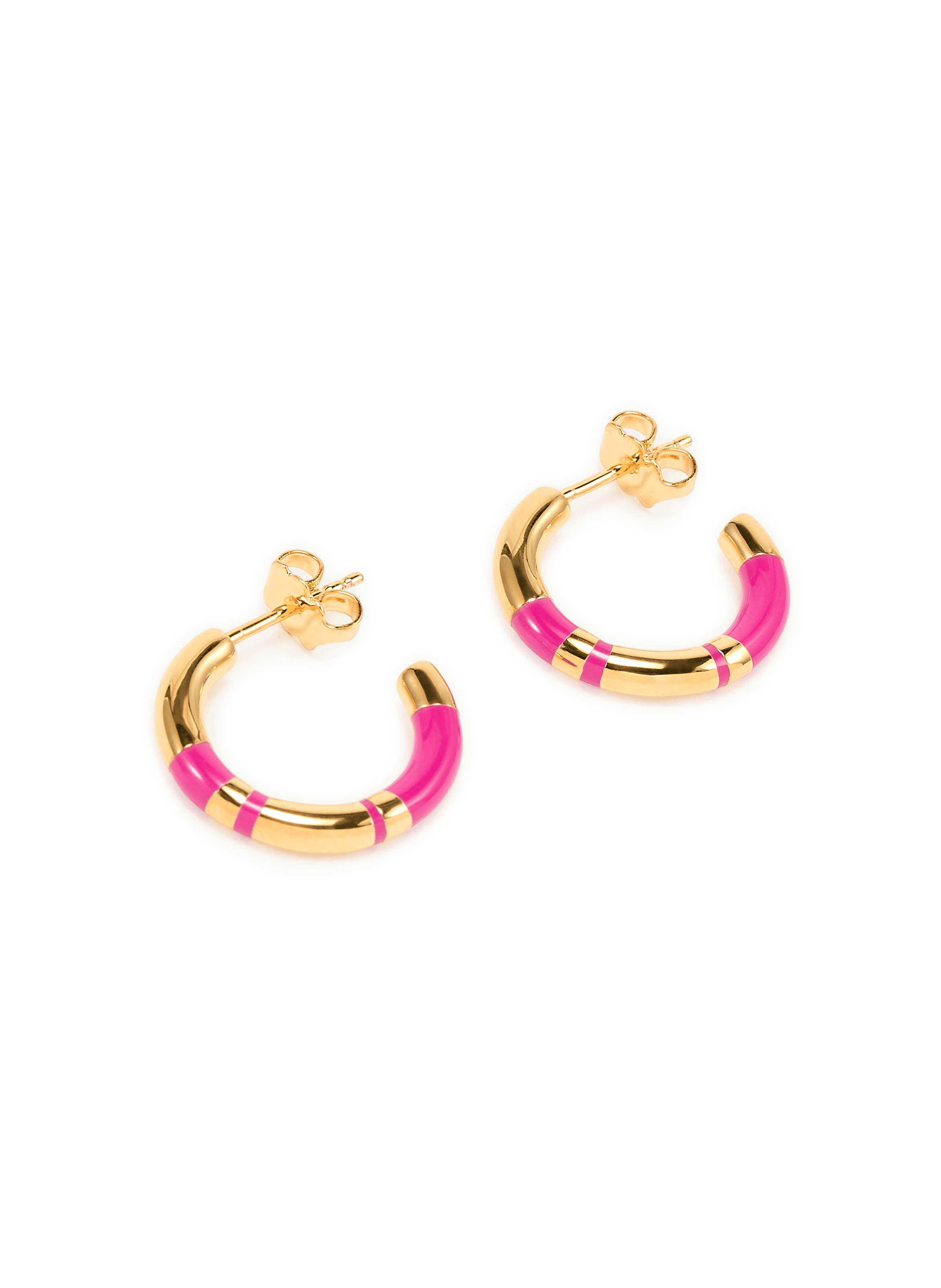 Striped hoop earrings AURELIE BIDERMANN Pink