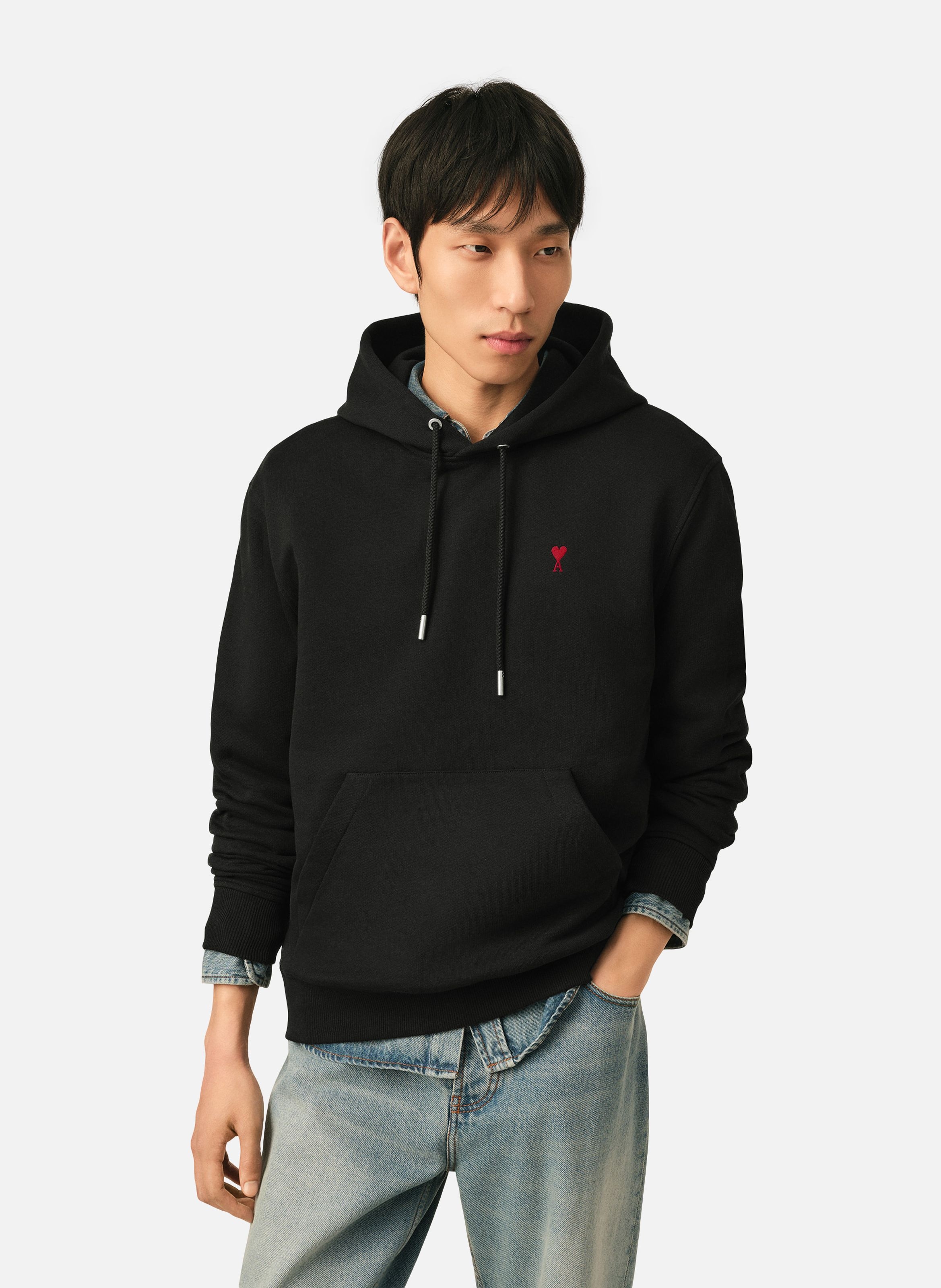 Hoodie ami de coeur rouge unisexe AMI PARIS Noir