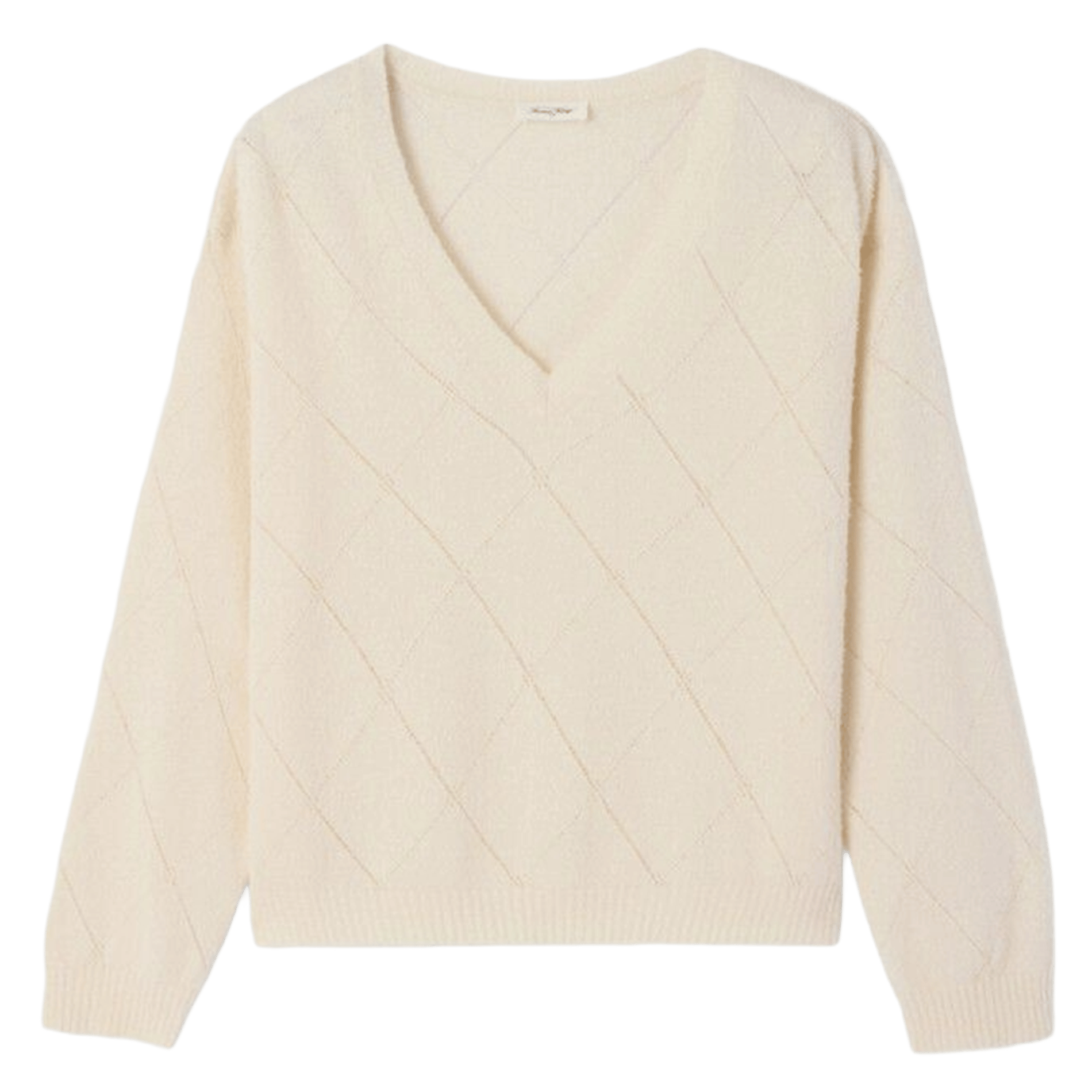 Pull droit col v en coton mélangé nagoo AMERICAN VINTAGE Blanc