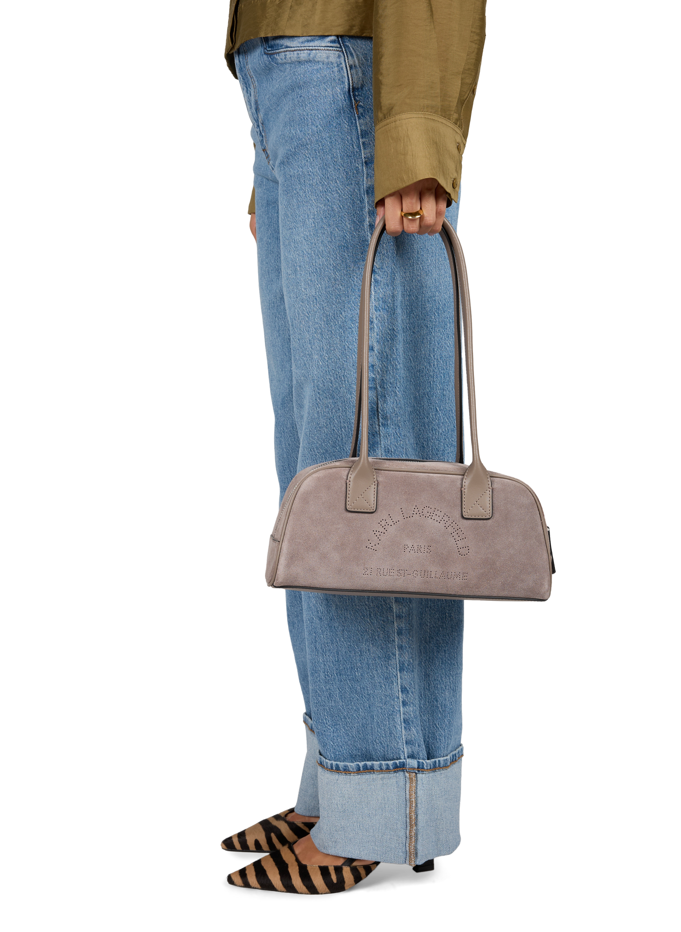 K/DAILY suede leather bag KARL LAGERFELD Grey