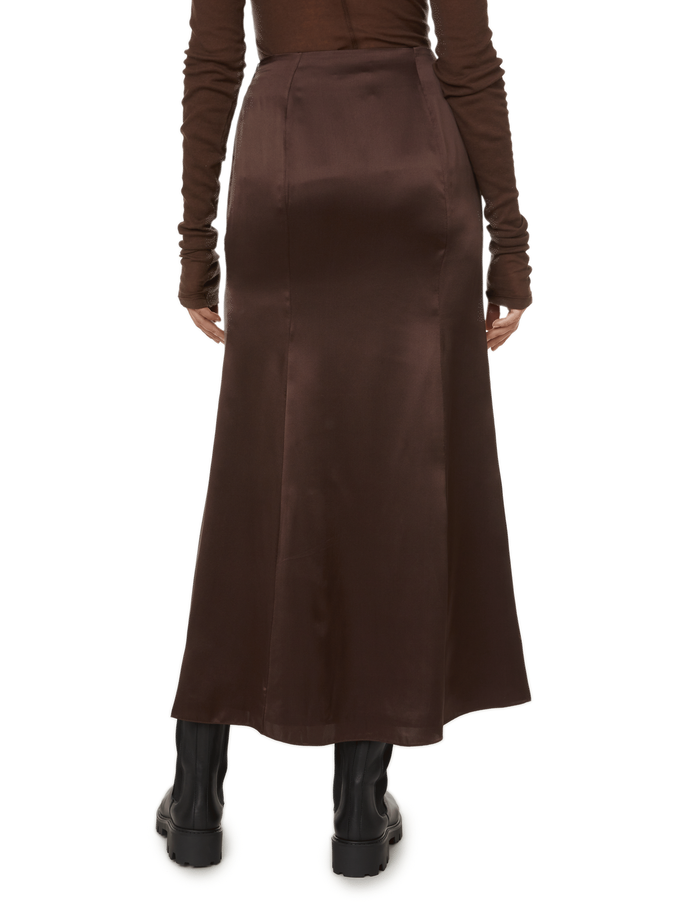 Jupe midi en soie organique BITE STUDIOS Marron