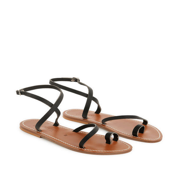 Kjacques Flat Leather Sandals In Black